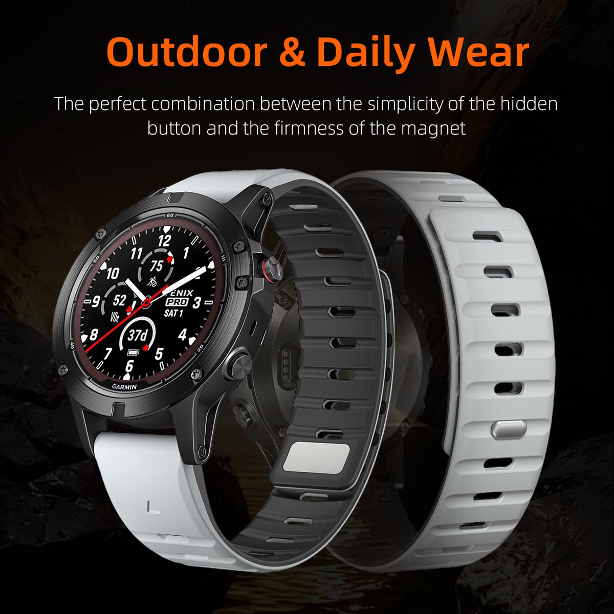 Strong Magnetic Sport Bands 26Mm Compatible For Garmin Fenix 8 51Mm/Fenix 7X / Fenix 6X / Fenix 5X/Enduro 2, Quick Fit 22Mm Sili