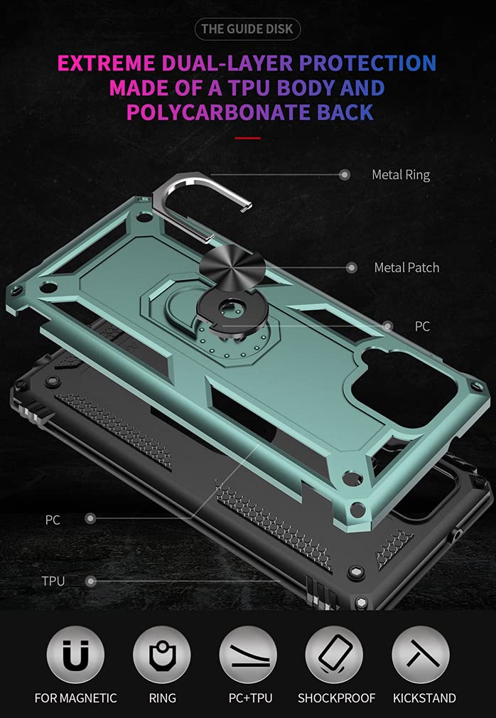 Yzok For Galaxy A42 5G Case, A42 5G Case,With Hd Screen Protector,[Military Grade] Ring Car Mount Kickstand Hybrid Hard Pc Soft