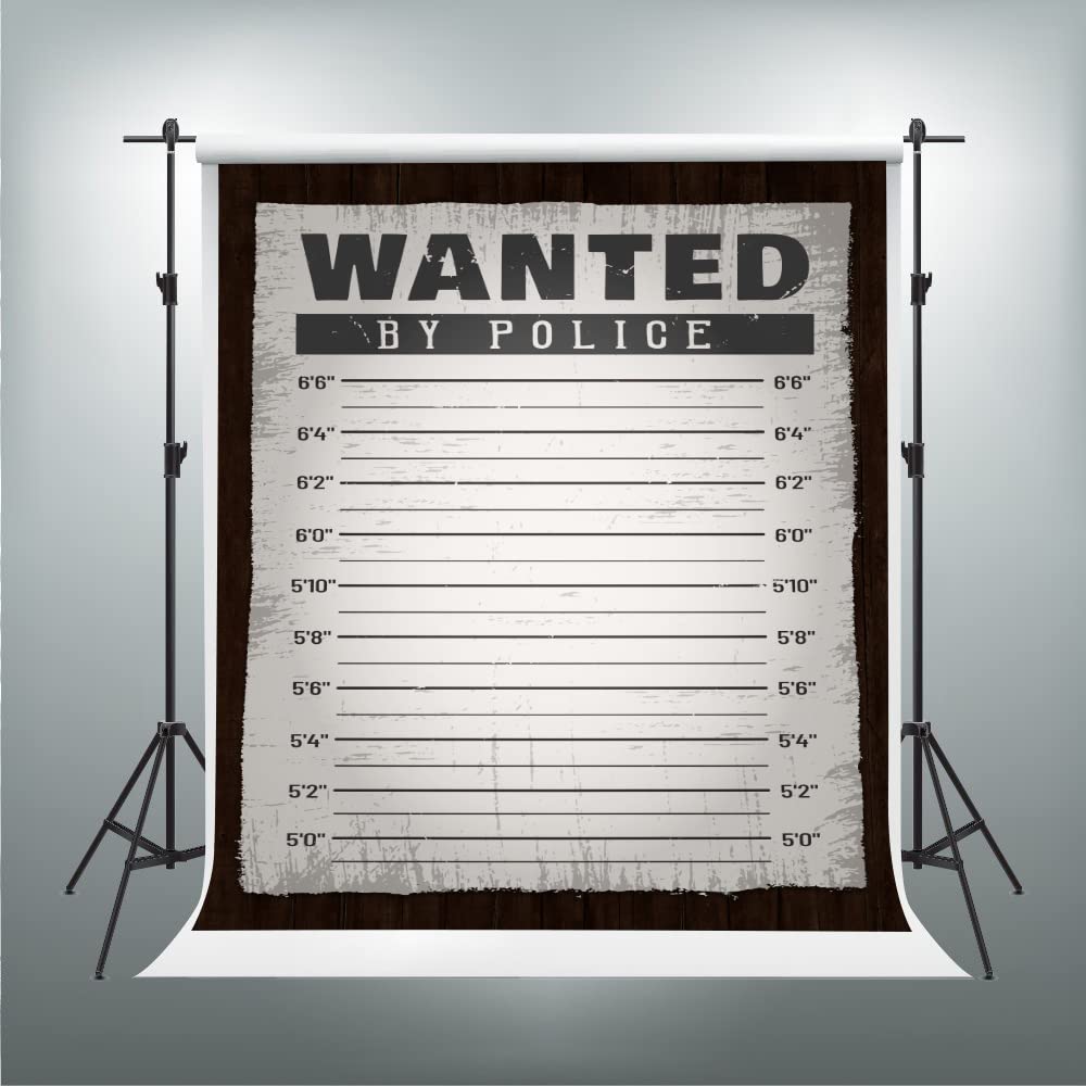 Phmojen Police Lineup Backdrop Height Chart Mugshot Suspect Wall Photography Background Vinyl 5X7Ft Wanted By Police Murder Myst