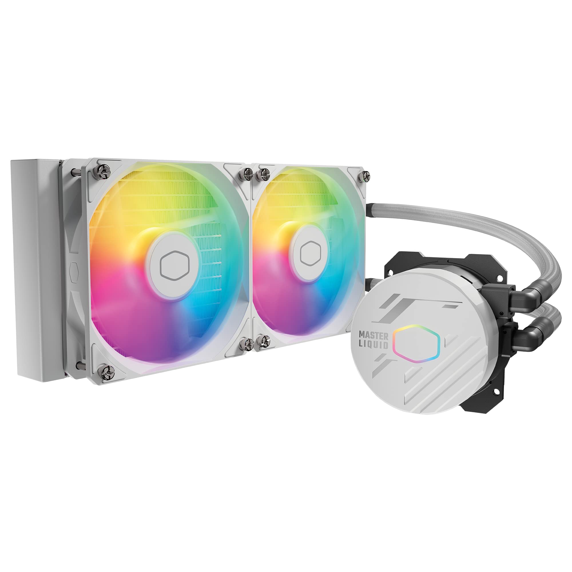 Cooler Master MasterLiquid 240L Core White 240mm Close-Loop AIO Liquid Cooler, ARGB Sync, Gen S Coldplate Pump, 120mm PWM, CryoF