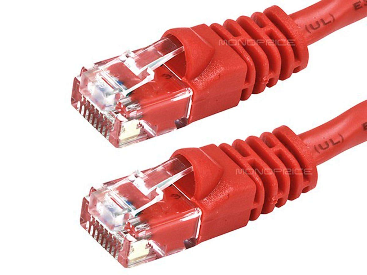 Monoprice 0.5Ft 24Awg Cat6 550Mhz Utp Ethernet Bare Copper Network Cable   Red