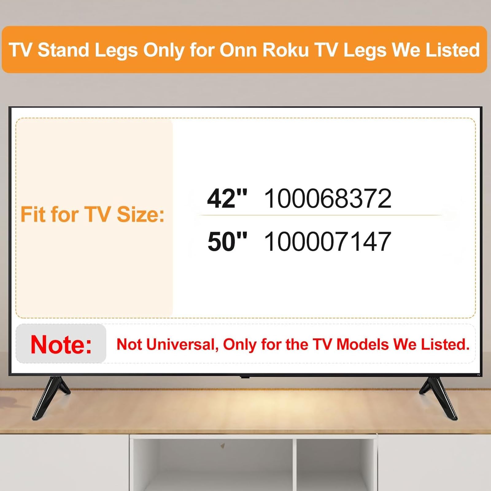 Tv Stand Legs For Onn Smart Tv   Only For 40'' 42'' 50'' Tv 100005842 100068372 100007147 With Screws, Please Check Tv Models Be