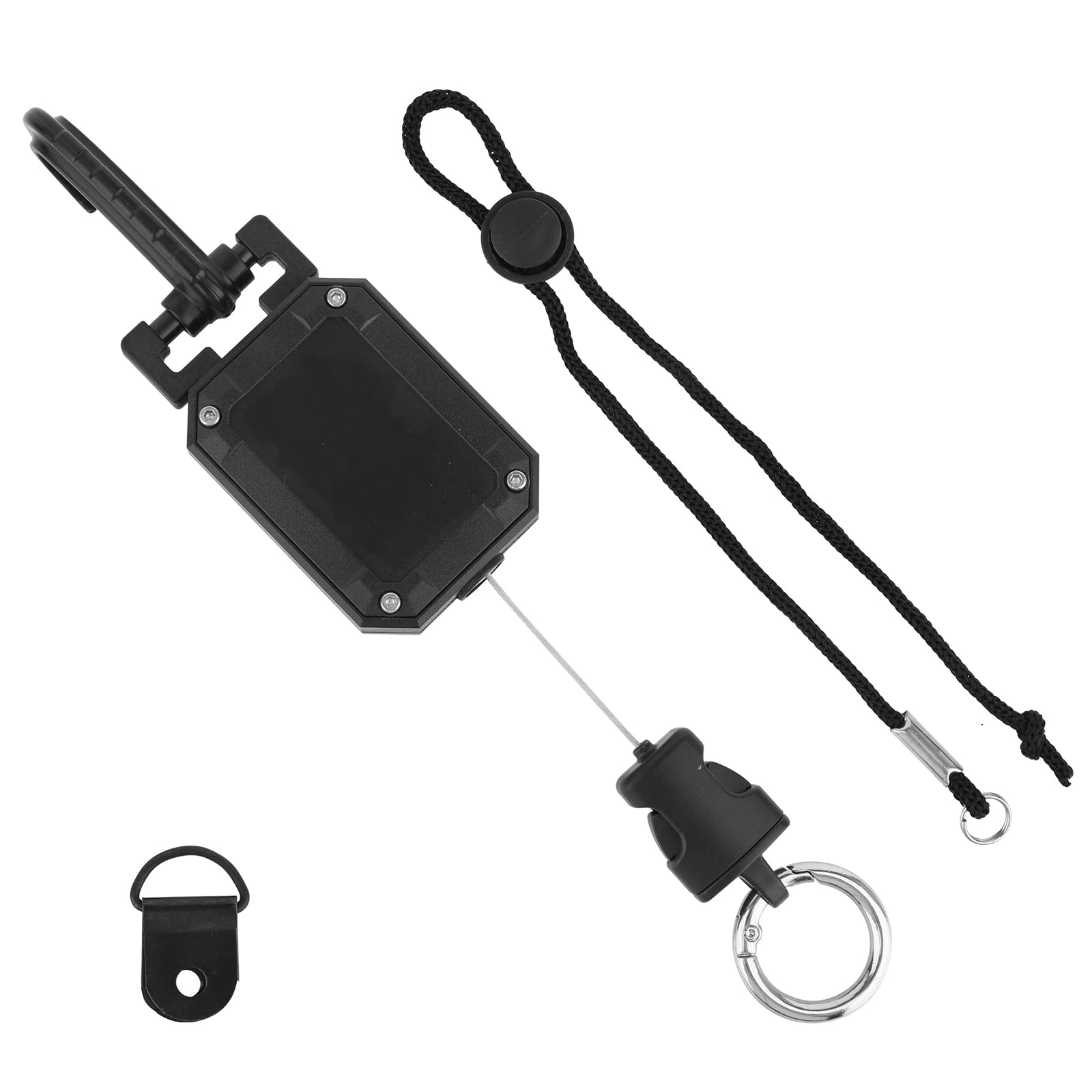 Retractable CB Mic Holder, CB Radio Microphone Hanger with D-Ring & Adjustable Lanyard Durable Snap Clip Mount Mic Retractable T