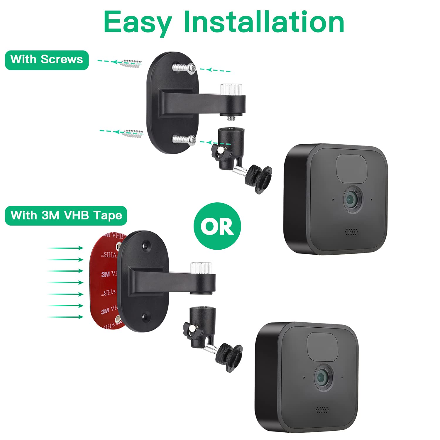 3Pack Adjustable Security Wall Mount Bracket For Blink Outdoor 4 (4Th Gen) / (3Rd Gen), Blink Xt / Xt2, Blink Mini, Perfect View Angle For Your Blink Surveillance Camera   Black