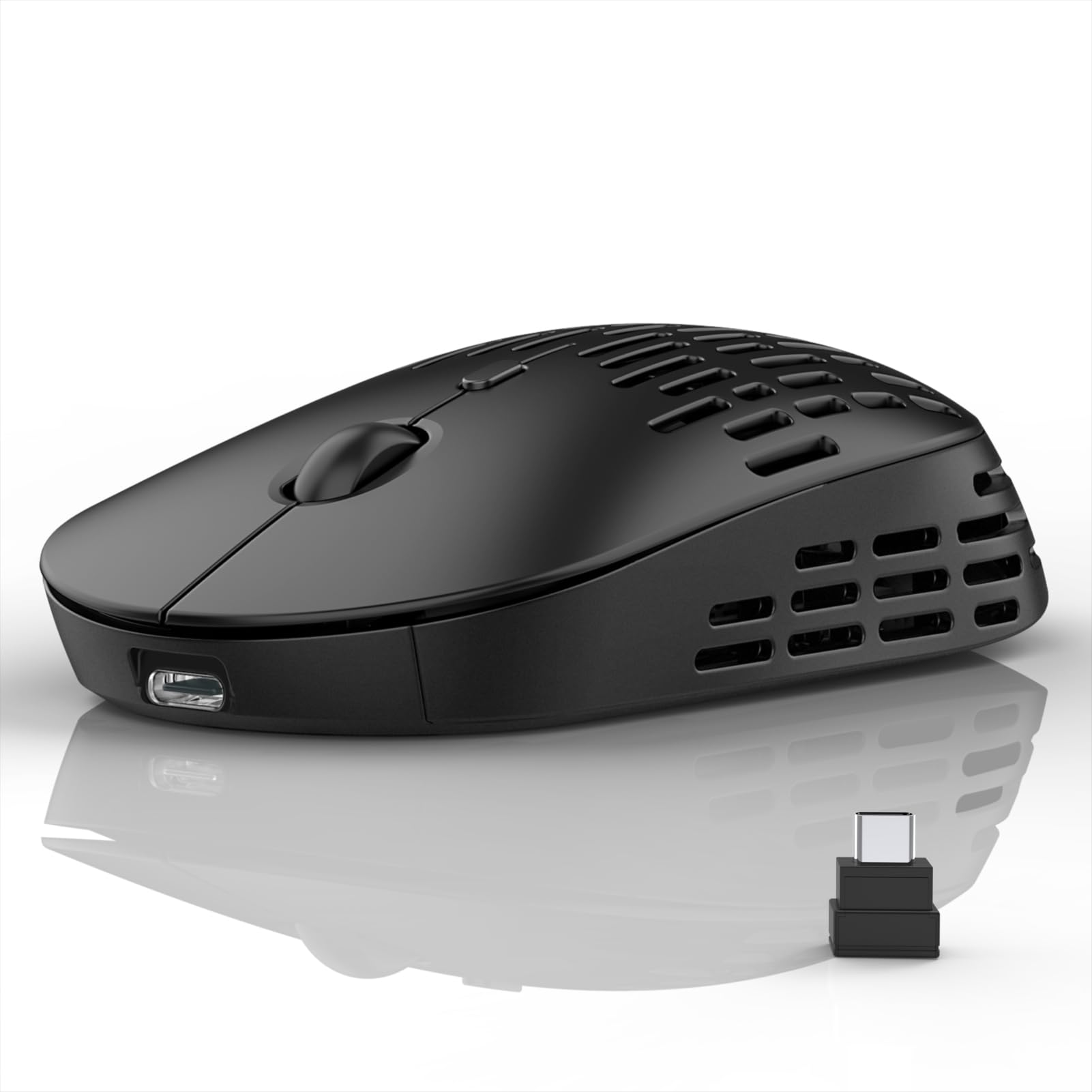 RAPIQUE Bluetooth Wireless Mouse, BT+USBC Receiver Dual Mode,Black