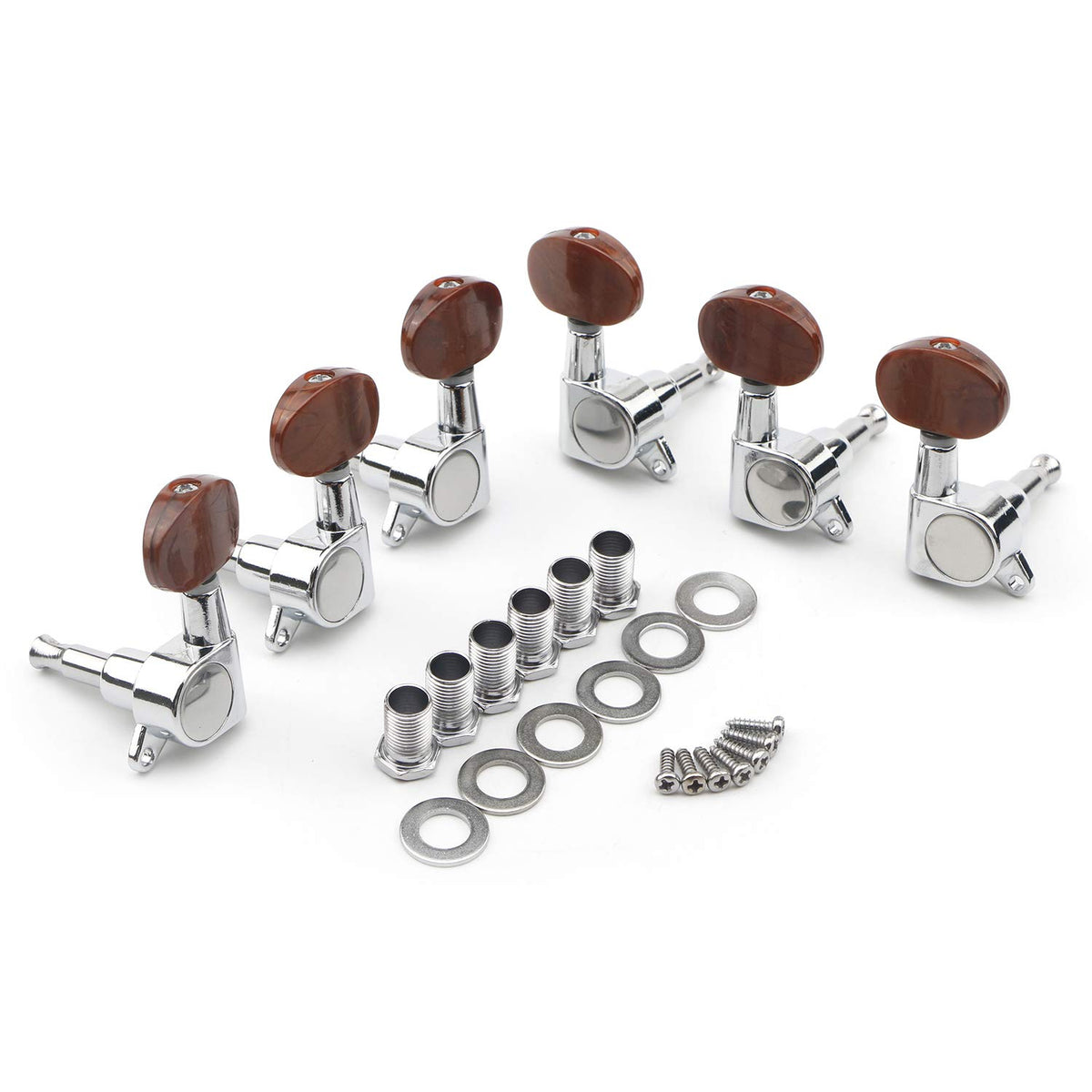 Swhmc 3R 3L Acoustic Electric Guitar Pegs String Tuners Keys Machine Heads Locking Knobs Silver