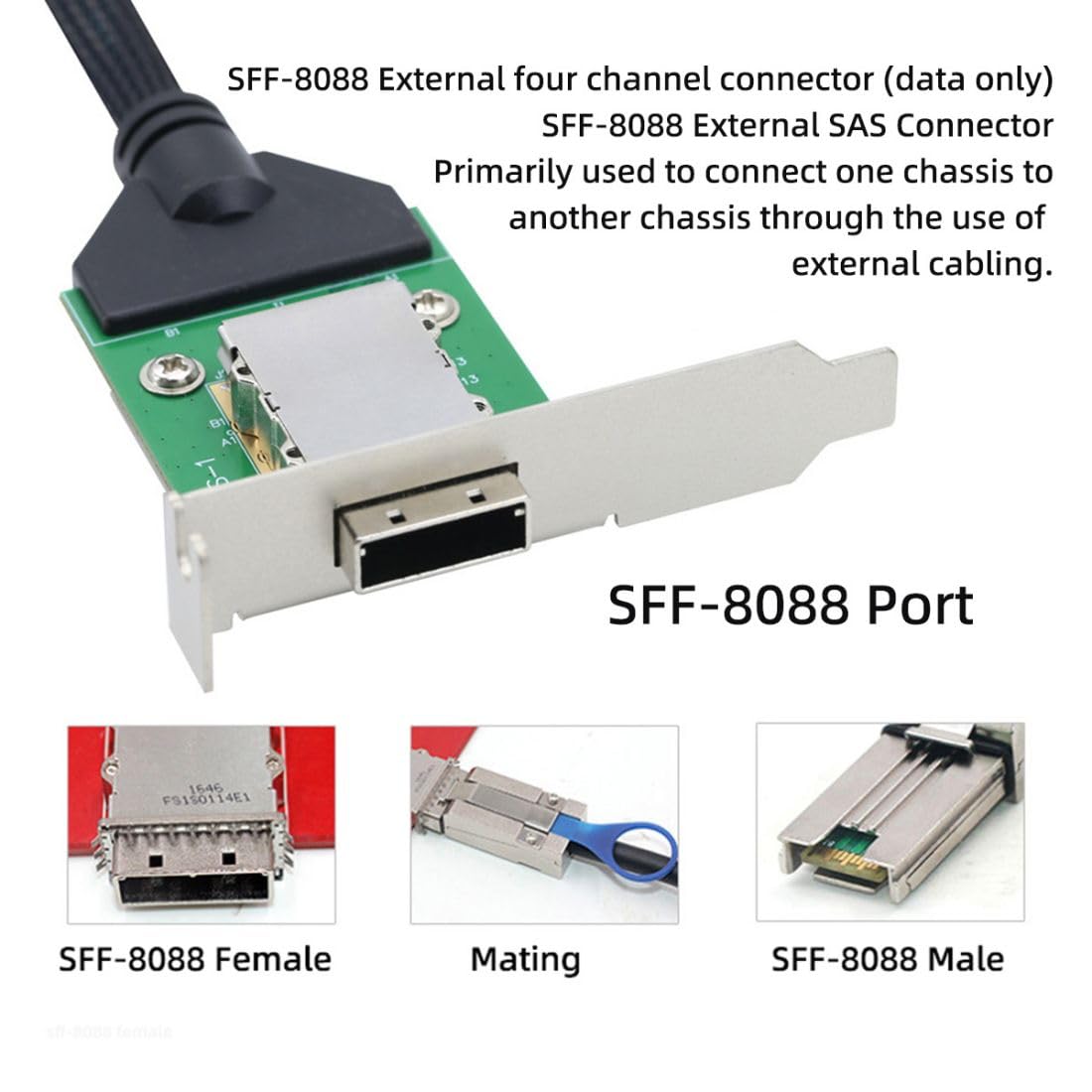 Chenyang Mini Sas Sff 8087 36Pin Host To Sff 8088 26Pin External Extension Data Cable Pcba With Low Profile Bracket