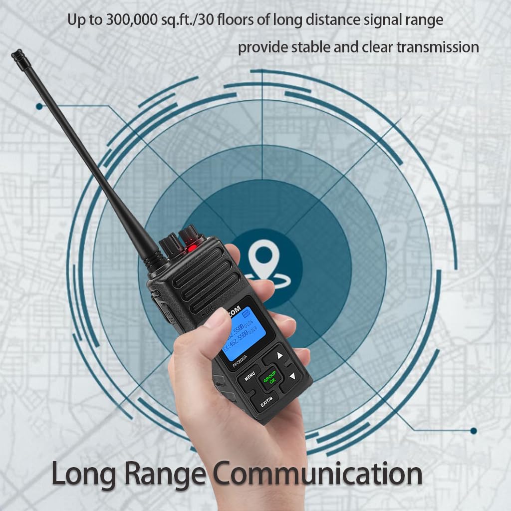 Samcom Two Way Radio With Shoulder Speaker Mic,5W High Power 2 Way Radios Long Range,Walkie Talkie Earpiece With Mic For Adults Construction Site School Security(4 Pack)