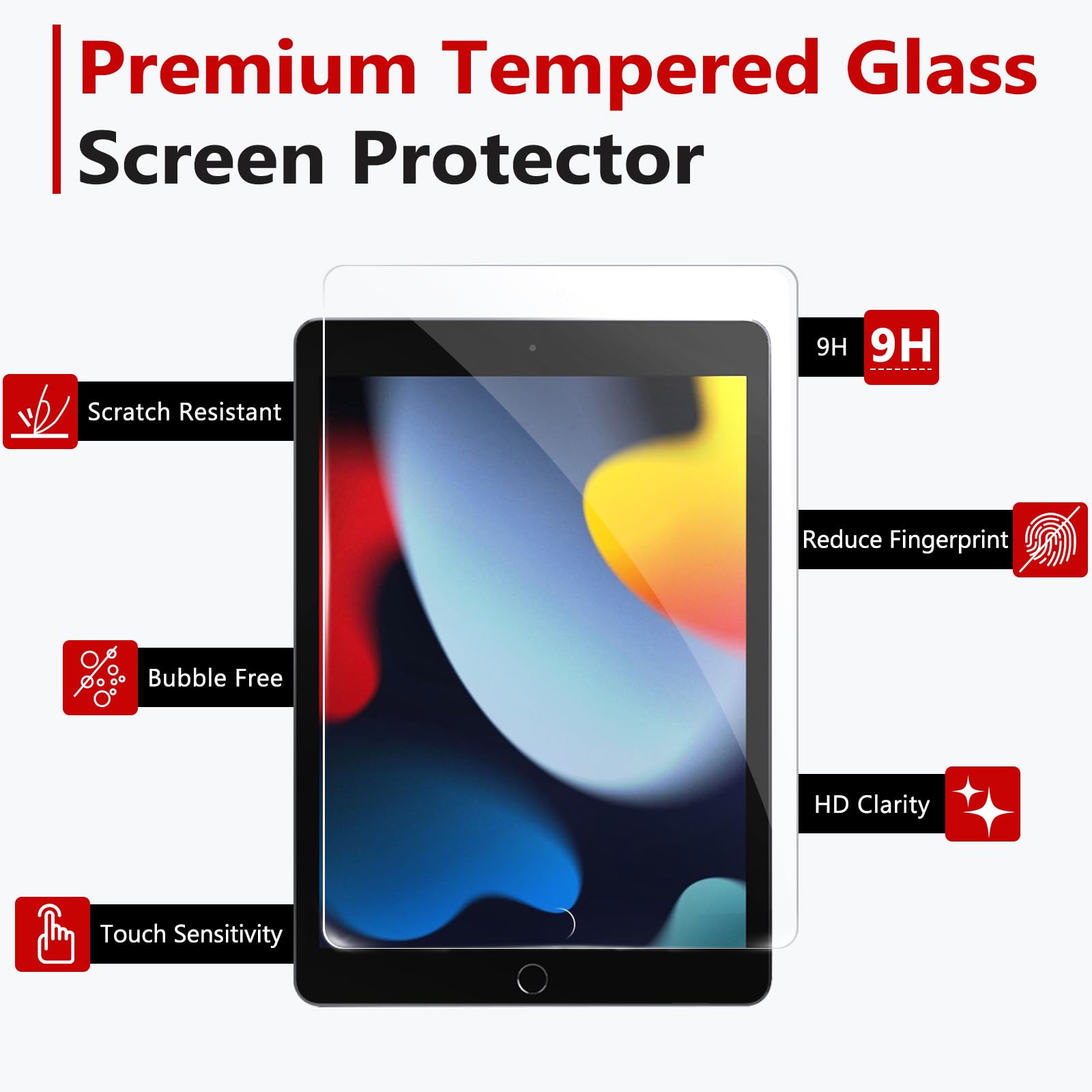 Bersem Screen Protector Compatible With Ipad 9Th/8Th/7Th 10.2 Inch (2021&2020&2019 Models) Tempered Glass, Ultra Clear, Anti Scr