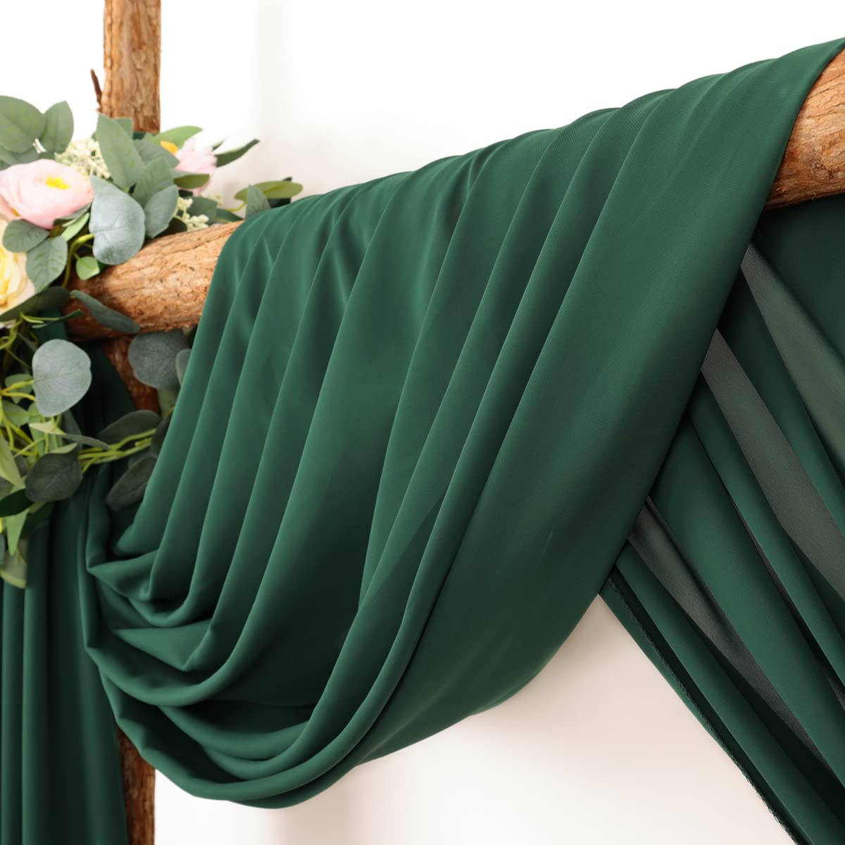 Linxtar 2 Panels Emerald Green Wedding Arch Drapery 6 Yards Long And 30'' Wide Sheer Chiffon Wedding Arch Draping Fabric For Par