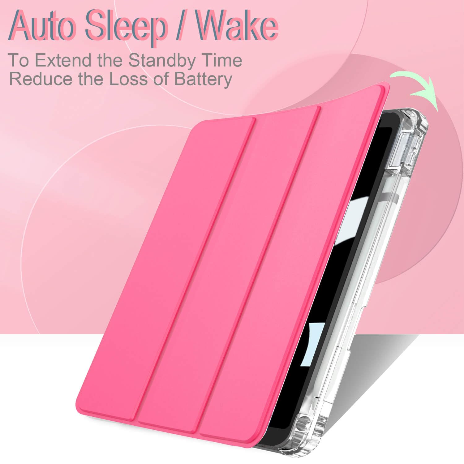 Feams Case For Ipad 9Th/8Th/7Th Generation 10.2 Inch Case, Trifold Ipad 10.2 Case Transparent Back Clear Cover With Pencil Holde