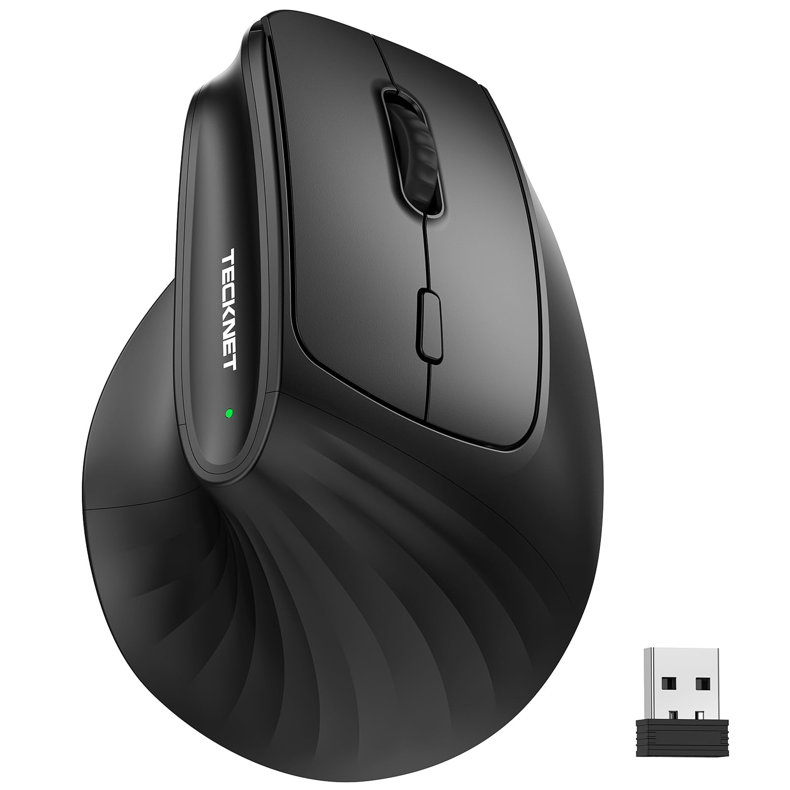 TECKNET Ergonomic Wireless Bluetooth Mouse, Silent Rechargeable Vertical Mouse(BT 5.0/5.0+2.4G), 5Level 4800 DPI, 200H Long Bat