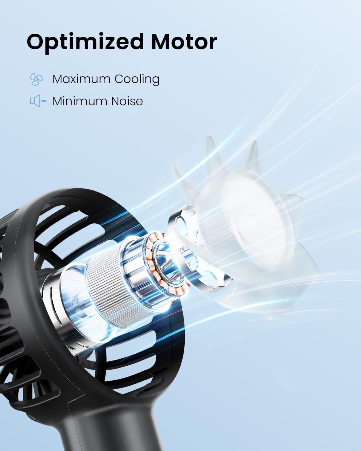 Gaiatop Mini Portable Fan, 3 Speed Powerful Handheld Fan, 2000Mah Battery Operated Cute Design Personal Small Fan, Usb Rechargea