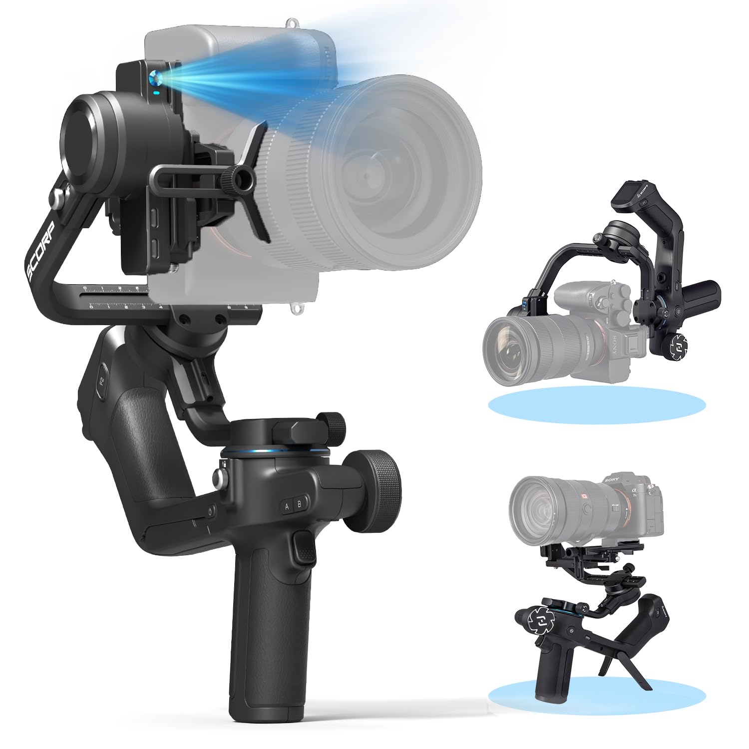 Feiyutech Official Scorp 2 Gimbal Stabilizer For Camera,3 Axis Gimbal Stabilizer For Canon/Sony/Panasonic/Nikon/Fujifilm,5.51Lb
