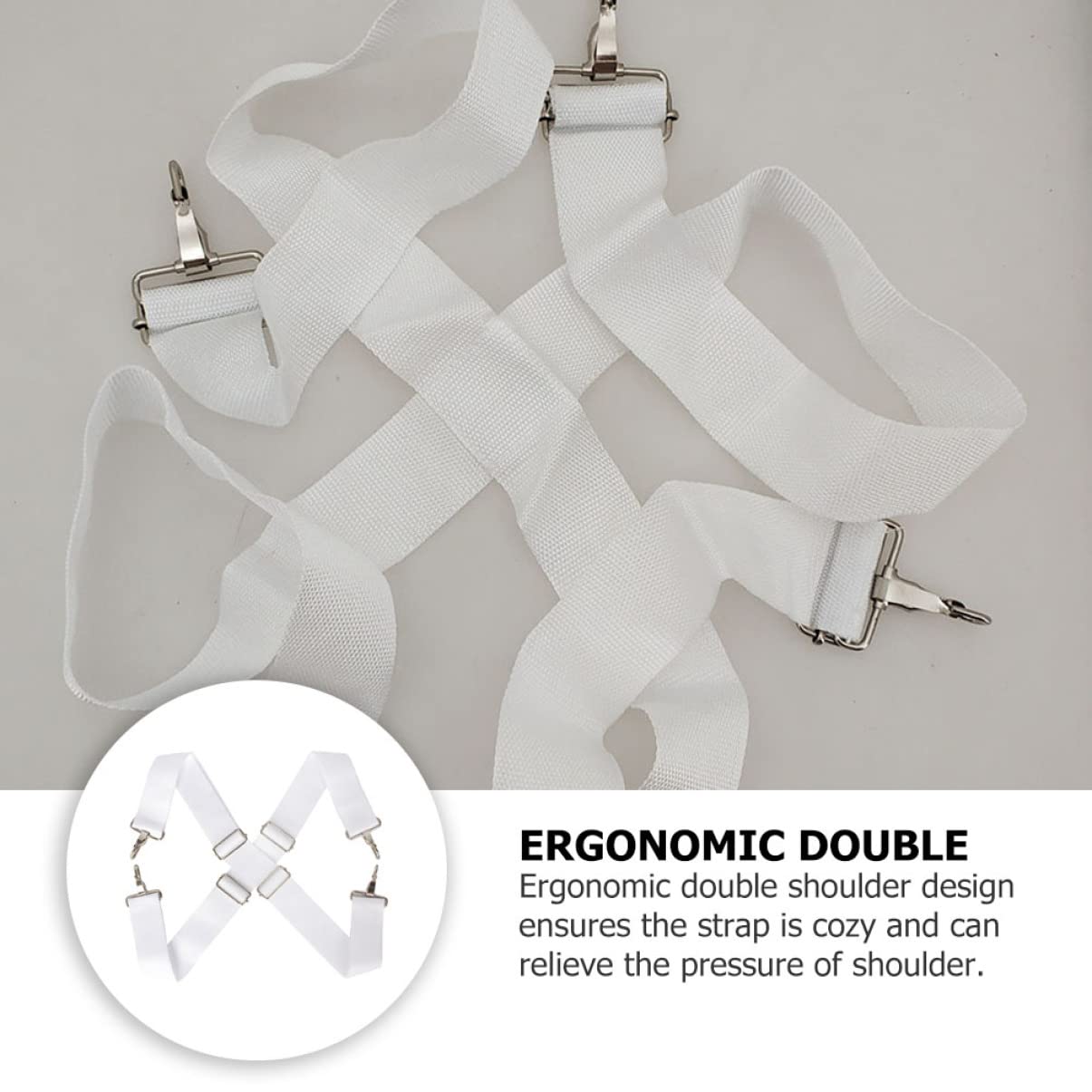 2Pcs Adjustable Nylon Bass Drum Shoulder Strap With Metal Clip Comfortable Double Shoulder Harness For Marching Percussion