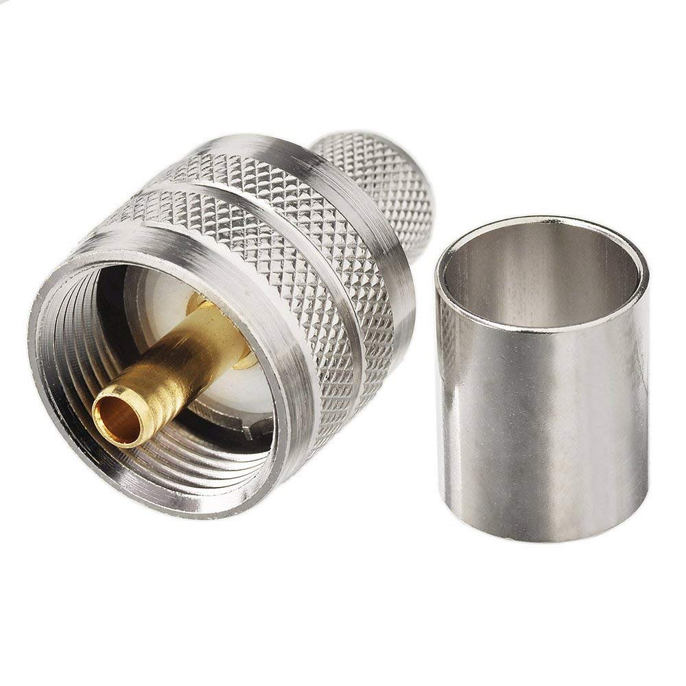 Wlaniot Pl-259 Connectors Crimp Pl 259 Uhf Male Plug Rf Coaxial Connector For Lmr400 9913 Rg214 Rg213 Coax Cable 5Pcs