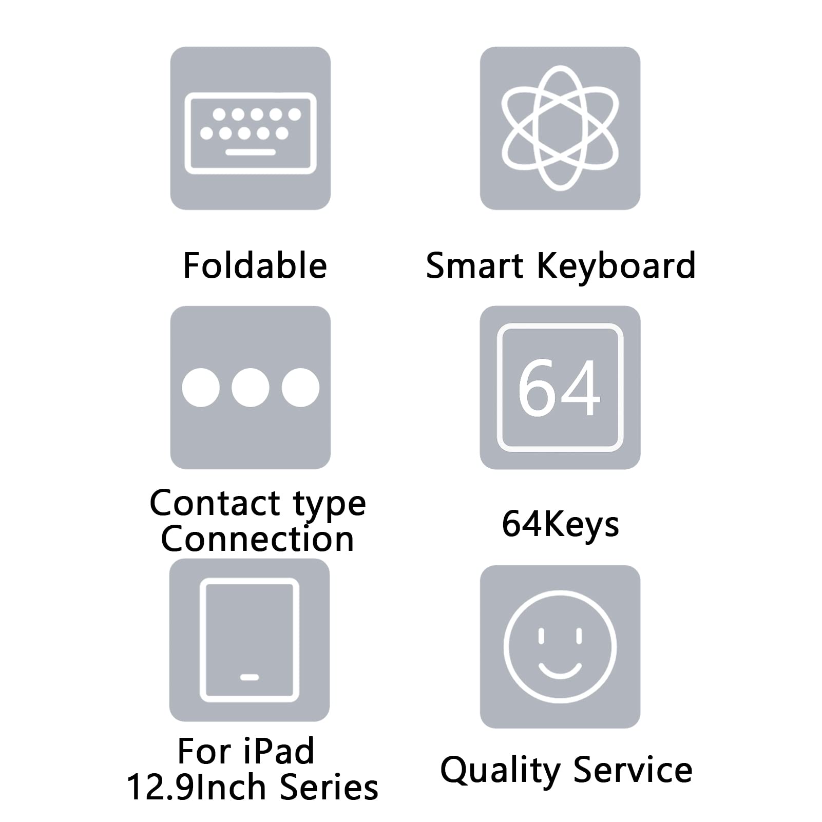 Smart Keyboard For Pro, 12.9In Portable Tablet Intelligent Carrying Foldable Ultra-Slim Keyboard With 64 Keys For Pro 2Nd Genera