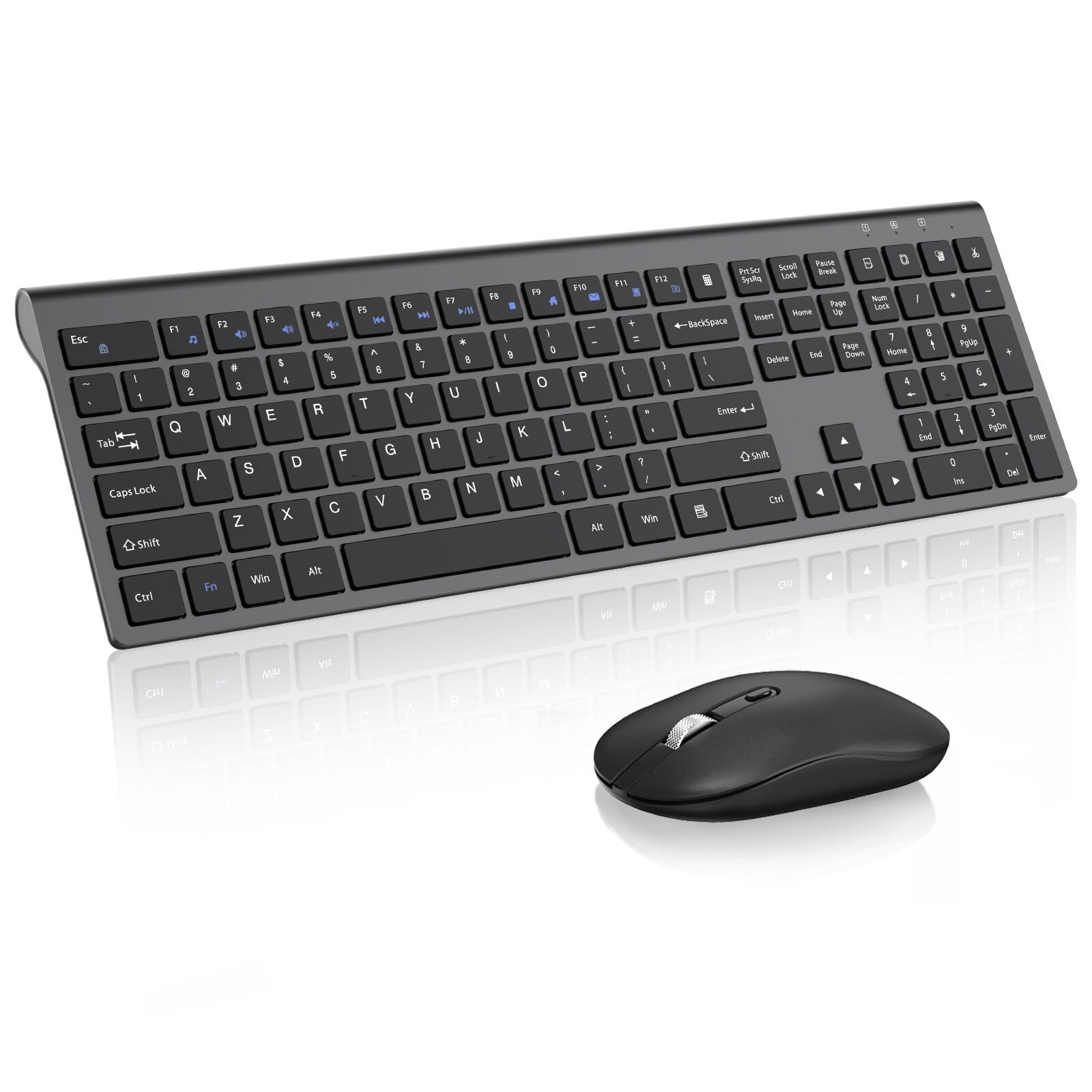 Cimetech Wireless Keyboard And Mouse Combo, 2.4G Usb Full Size Wireless Computer Keyboard And Adjustable Mouse For Computer/Laptop/Pc/Mac/Windows   Black