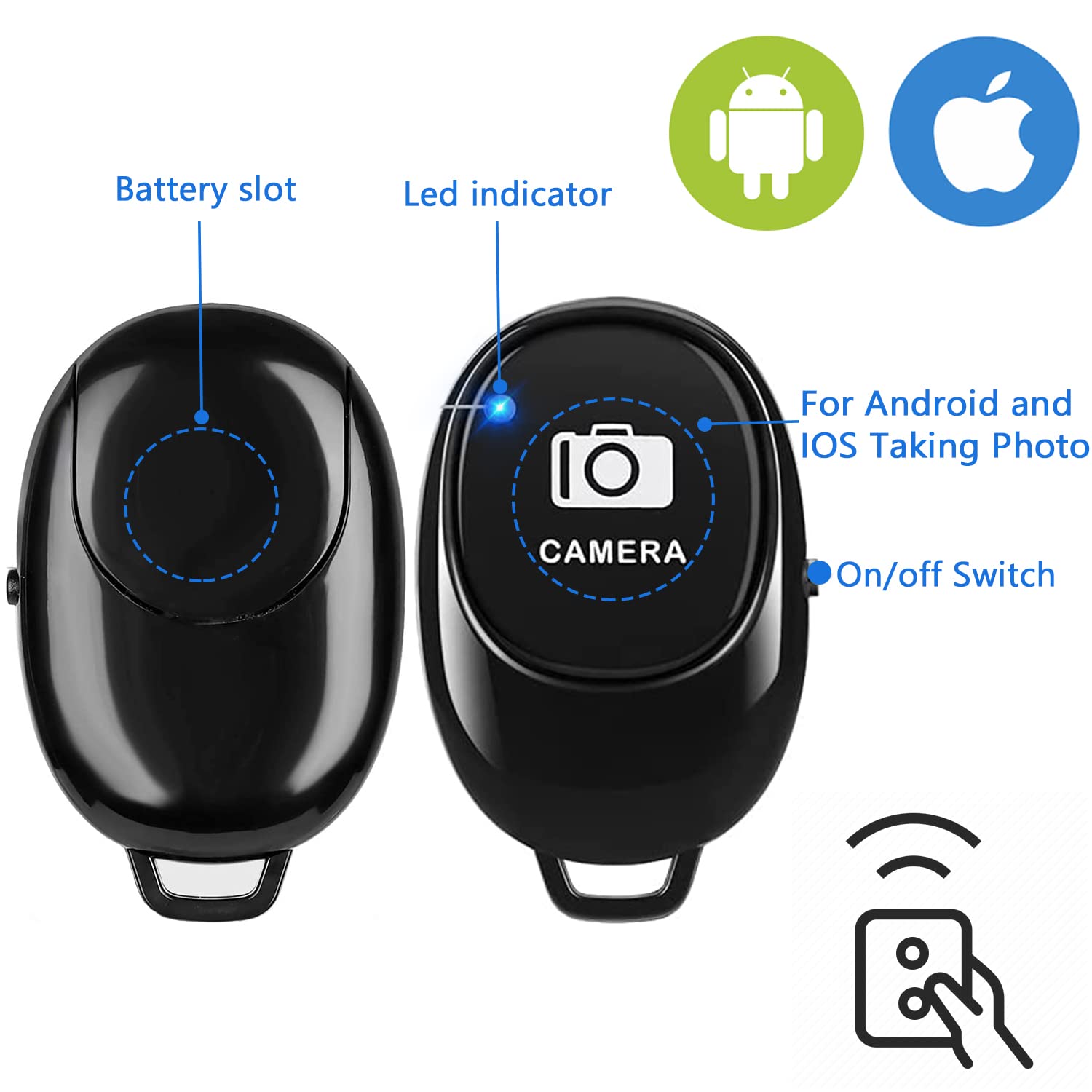 Phone Camera Remote Control(2 Pack) For Photos & Videos, Wireless Camera Remote Shutter Clicker Compatible With Iphone/Android P