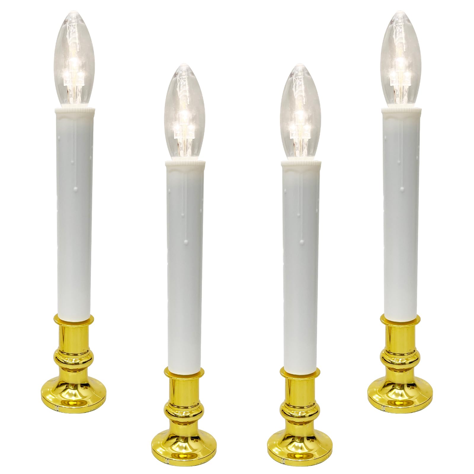 Romasaty 4 Pack Christmas Window Candle Lamps, Battery Operated Led Christmas Window Candle Lights With Automatic Timer And C26