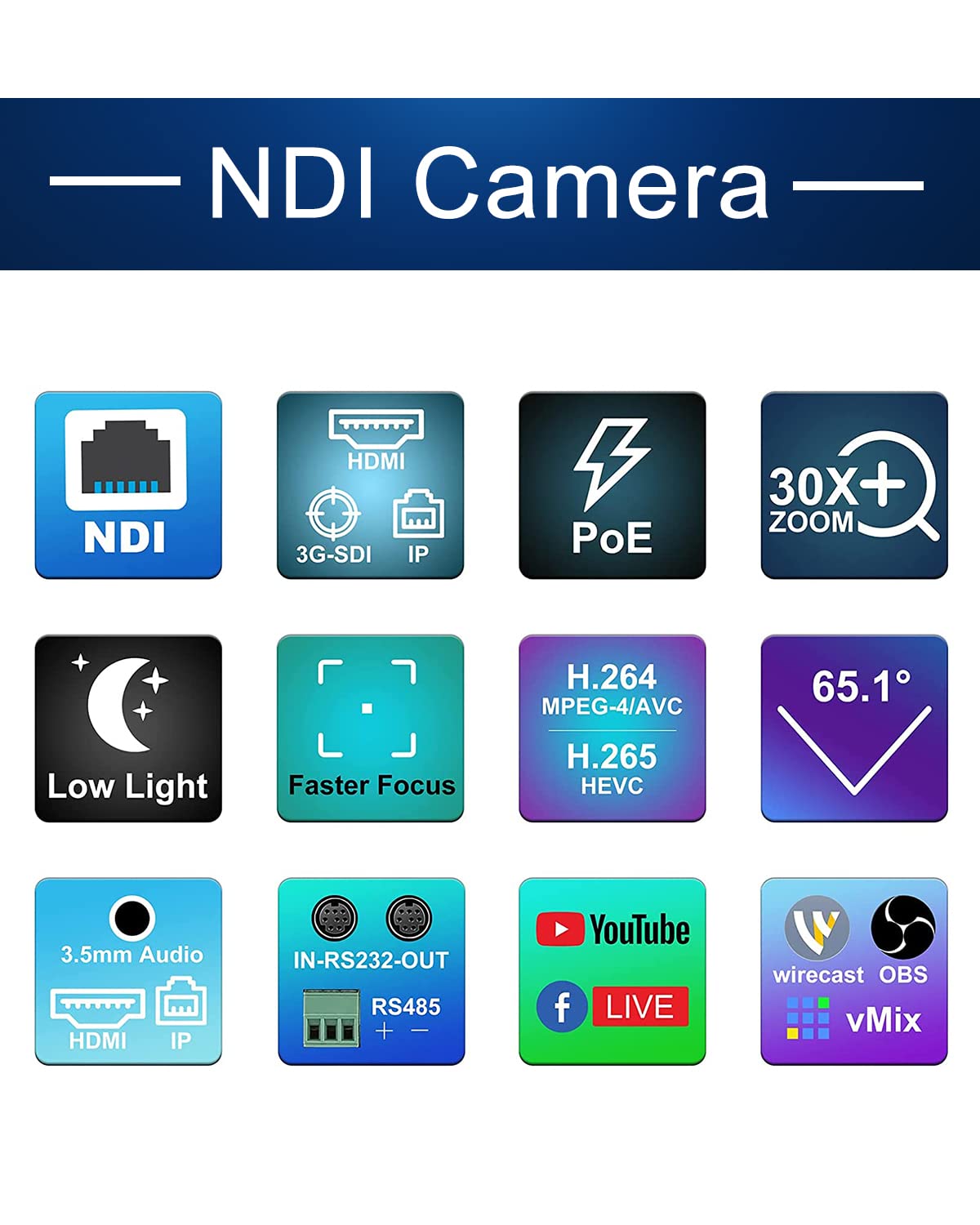 Fomako Ndi Ptz Camera 30X Optical Zoom Ndi Camera With Hdmi Ptz Camera For Church Worship Video Production Education Events Poe