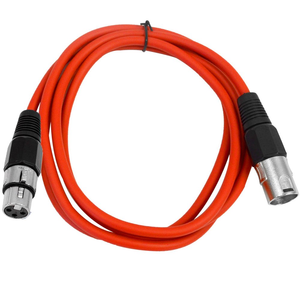 Seismic Audio - Saxlx-6 - 6 Pack Of 6 Red Xlr Male To Xlr Female Patch Cables - Balanced - 6 Foot Patch Cords