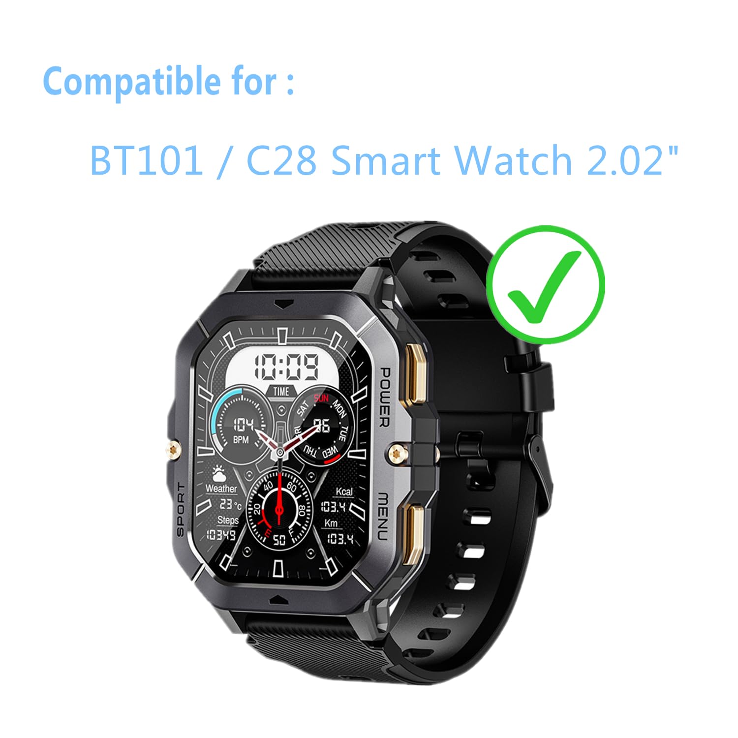 Aemus Screen Protector Compatible For Dekelife Military Smart Watch 2.02'' (6 Pack) C28 Smart Watch Full Coverage Hd Pet Film, C