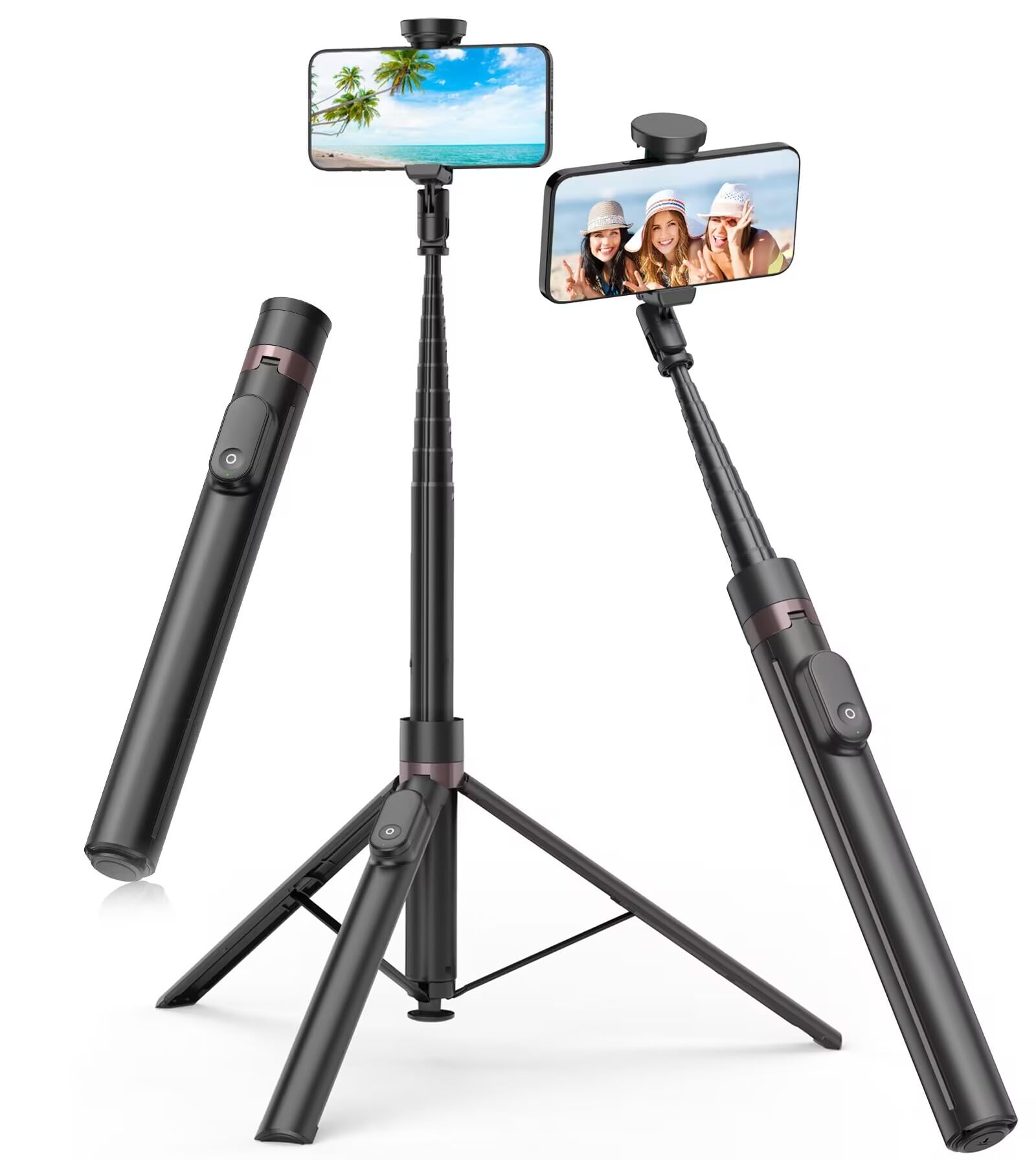 TONEOF 66 Automatic Tripod,Auto-Open Phone Tripod Stand with Magnetic Rechargable Remote,Selfie Stick Tripod 360 Vertical & Hori