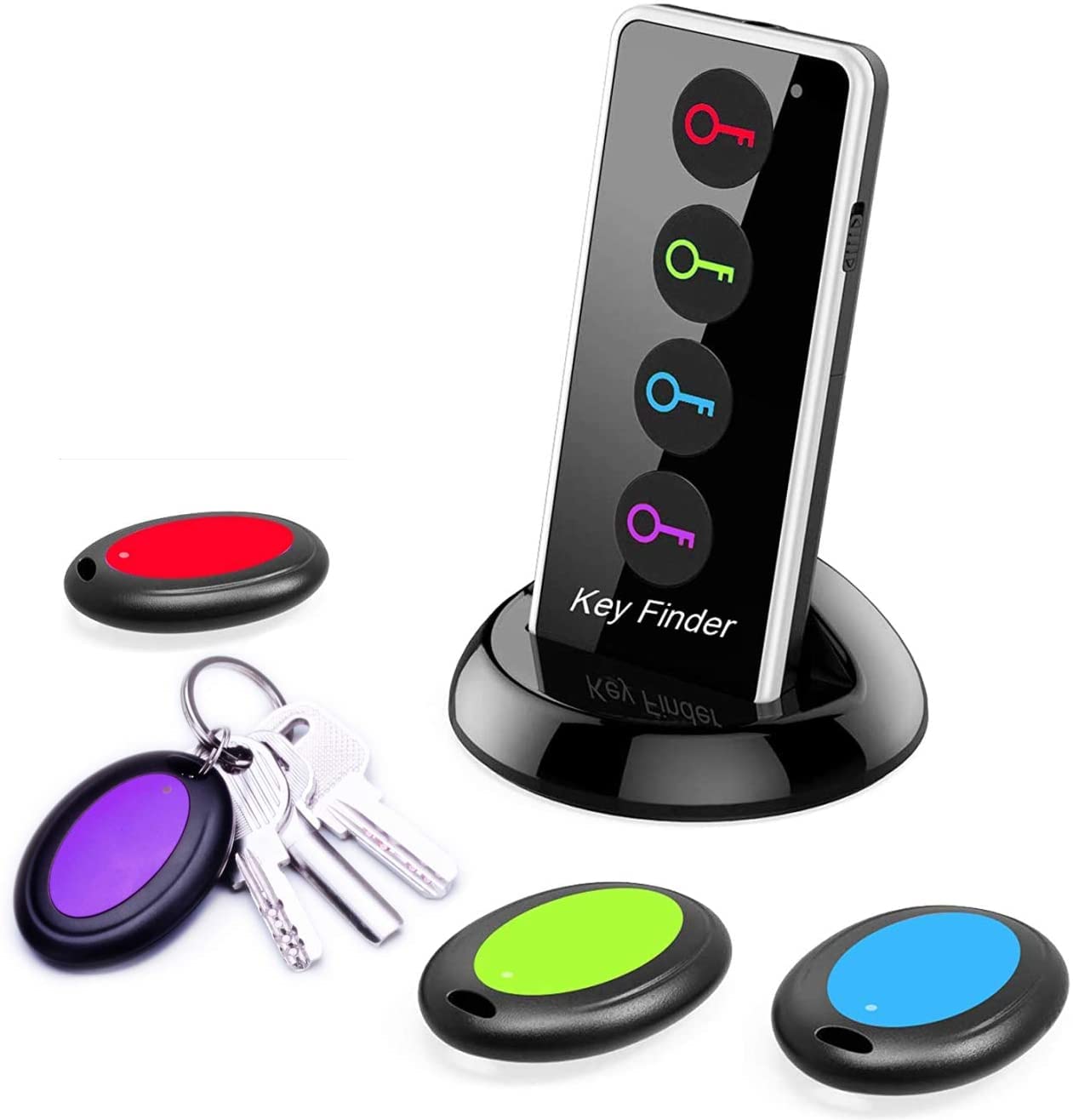 Reyke Key Finder, 80Db+ Rf Item Locator Tags With 131Ft. Working Range, Wireless Remote Tracker For Wallet, Phone, Glasses, Pet, 1 Rf Transmitter & 4 Receivers