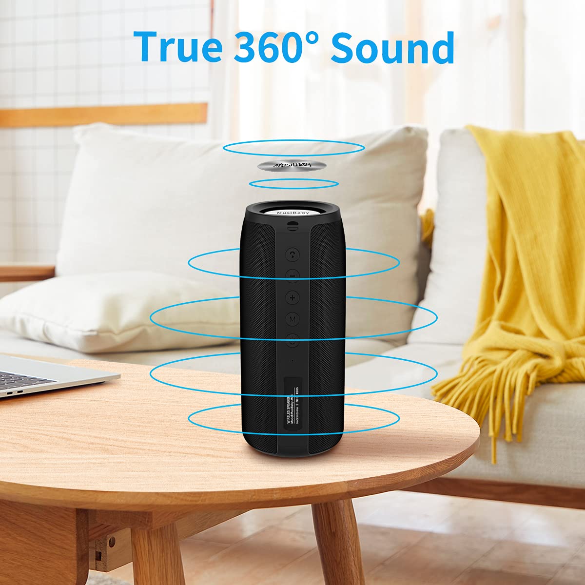 Bluetooth Speaker,Musibaby M88 Speaker,Speakers Bluetooth Wireless,Dual Pairing, Bluetooth 5.0,Loud Stereo Sound,Booming Bass,30H Playtime For Home& Outdoor Party,Beach,Portable Speaker,Gifts(Black)