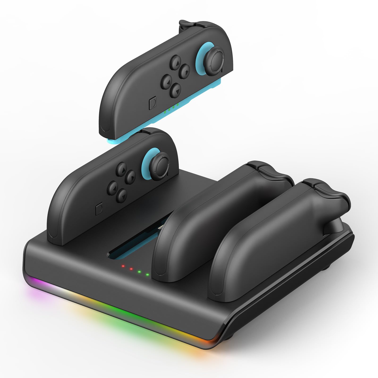 Charging Dock for 2025 Nintendo Switch 2 Joycon Controllers - 4 in 1 Fast Magnetic Charger Station with RGB Lights & 2FT Chargin