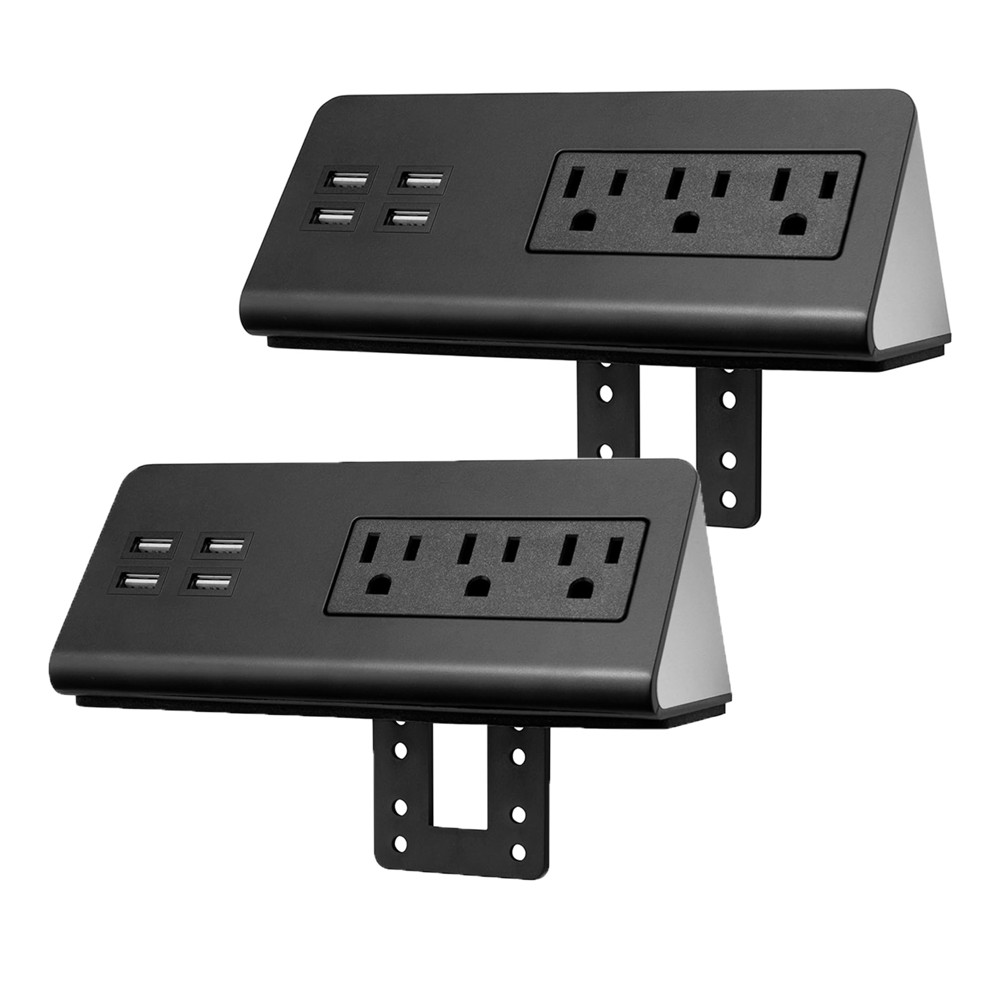 Emerising 2 Pack Desk Edge Mount Power Strips With 4 Usb Ports & 3 Ac Power Outlets For Home And Office Desktop Charging Bucket
