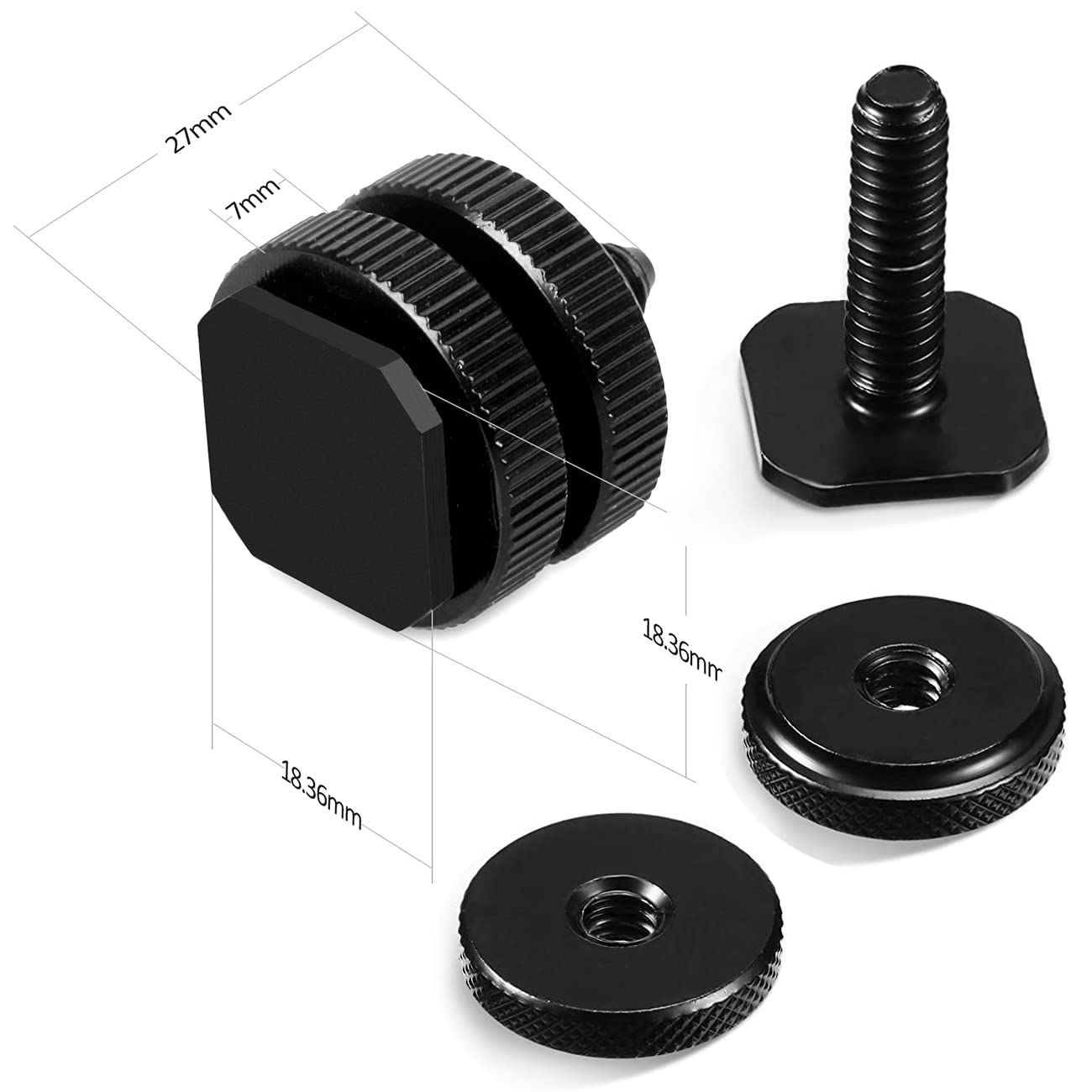 Slow Dolphin 6 Pieces 1/4 Inch Hot Shoe Mount Adapter And 1/4' 20 Screw Thread Cold Shoe Flash Stand Adapter For Dslr Camera Rig, Camera Flash Shoe Mounts For Tripod