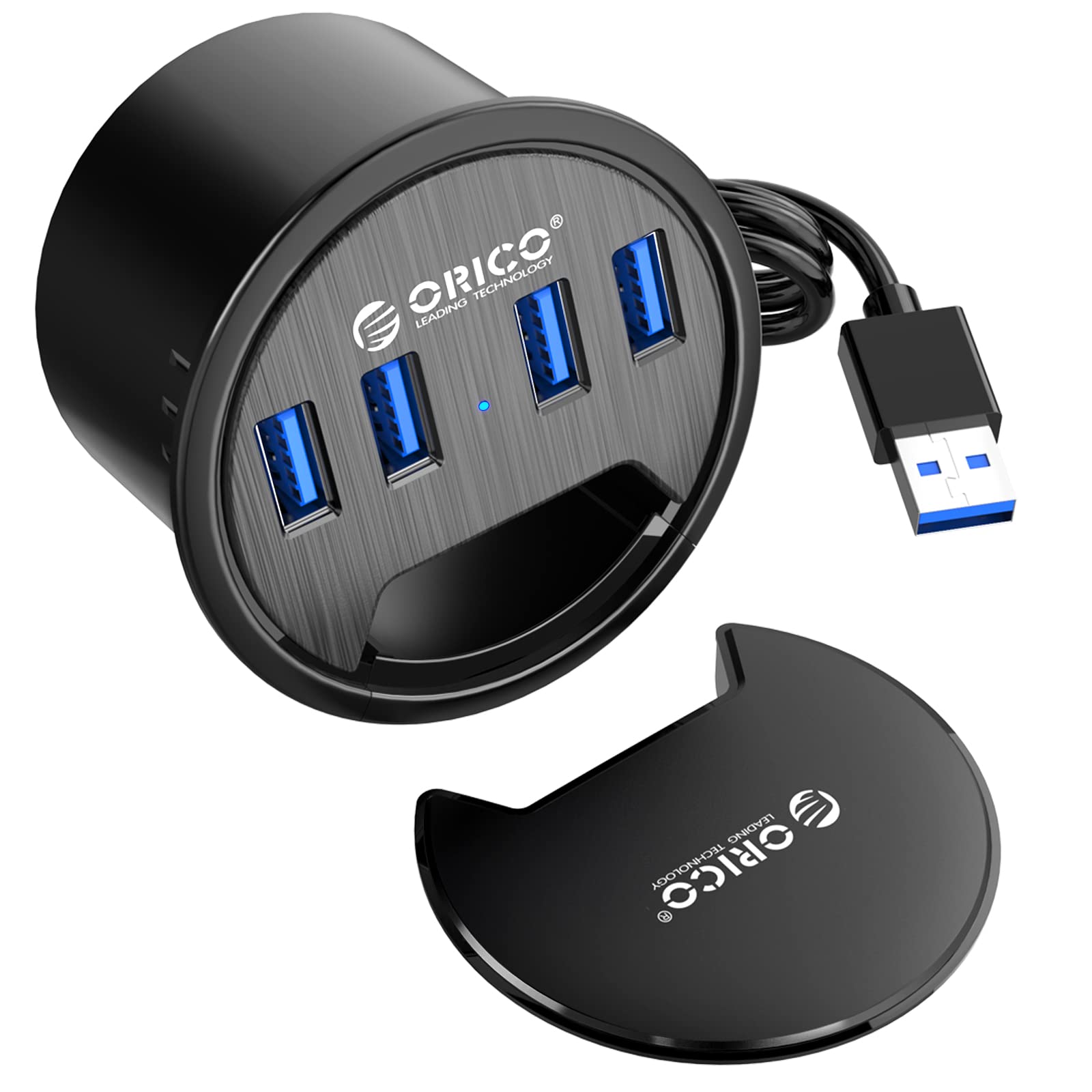 ORICO Desk Grommet, 4 Port USB 3.0 Hub, 5Gbps Data Transmission with 4.9ft Cord for Diameter 2.36' or 60MM Hole, Office Accessories, for PC, Flash Drive, HDD Enclosure and Other USB Devices