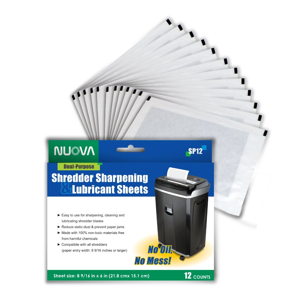 Nuova Shredder Sharpening & Lubricant Sheets   36 Counts (12 X 3 Pack)