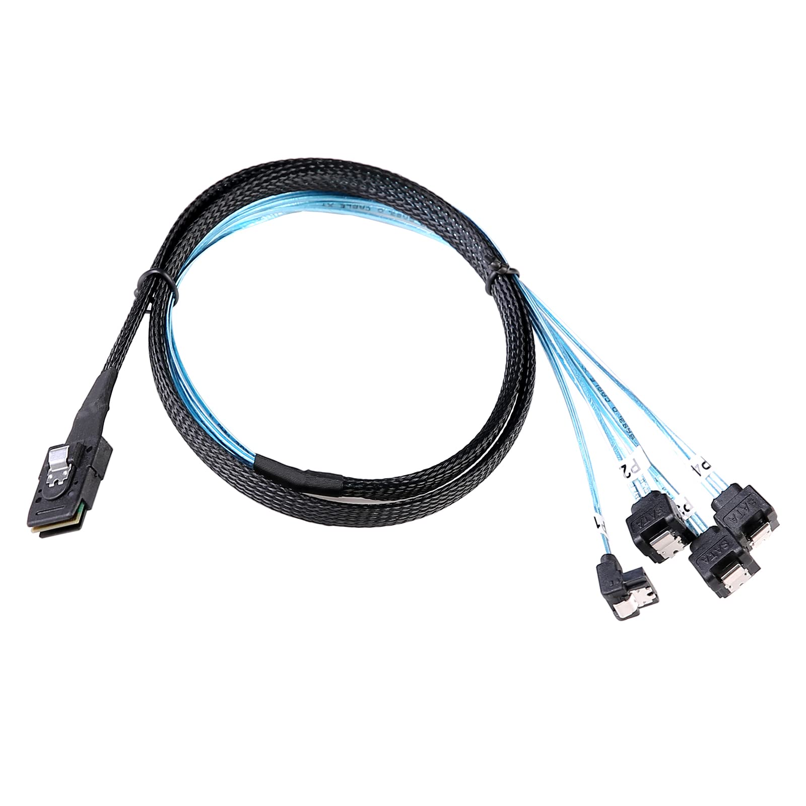 Adcaudx 2Pack Mini Sas To Sata Cable: 1M Sff 8087 To Sata Breakout Cable Sff 8087 To Sata Right Angle Mini Sas To 4 Sata Cable (
