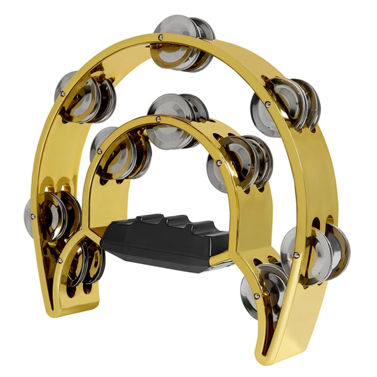 EXCLUZO Double Row Rattle Tambourine Metal Child Golden Double Layer