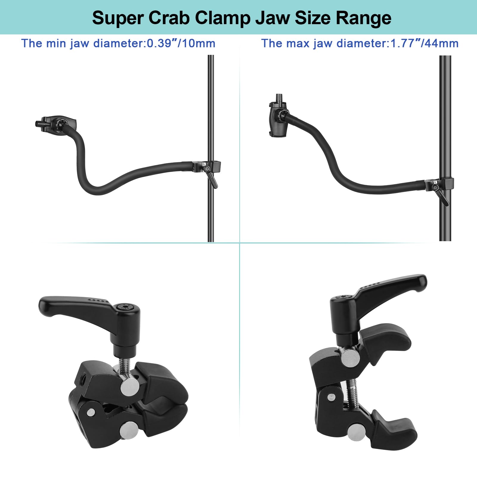 Mippko Gooseneck Phone Holder For Mic Stand/Music Stand/Stroller/Treadmill/Spin Bike/Exercise Bicycle,50 Cm Long Flexible Goosen