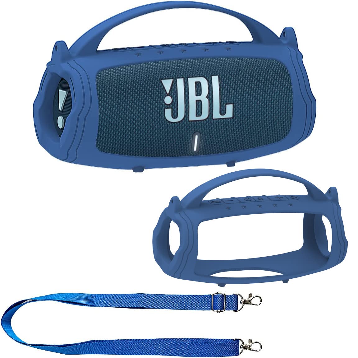 Silicone Cover Case For Jbl Charge 5 Portable Bluetooth Speaker, Protective Skin Holder For Jbl Charge 5 Speaker Accessories (Blue Case, Not Fit Wi Fi Version)