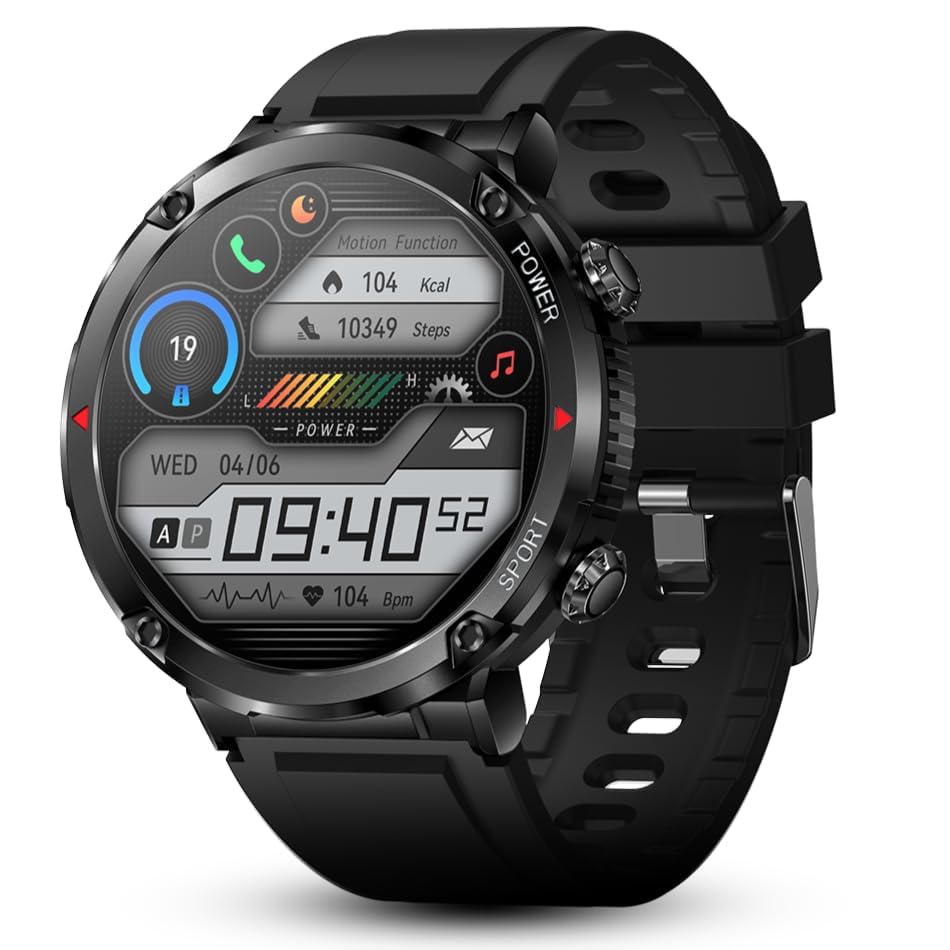 Alphagear Bravo Xl Smartwatch For Iphone & Android, Rugged Smart Watch (Answer/Make Call), 24/7 Wellness Tracker With 1.69'' Amo