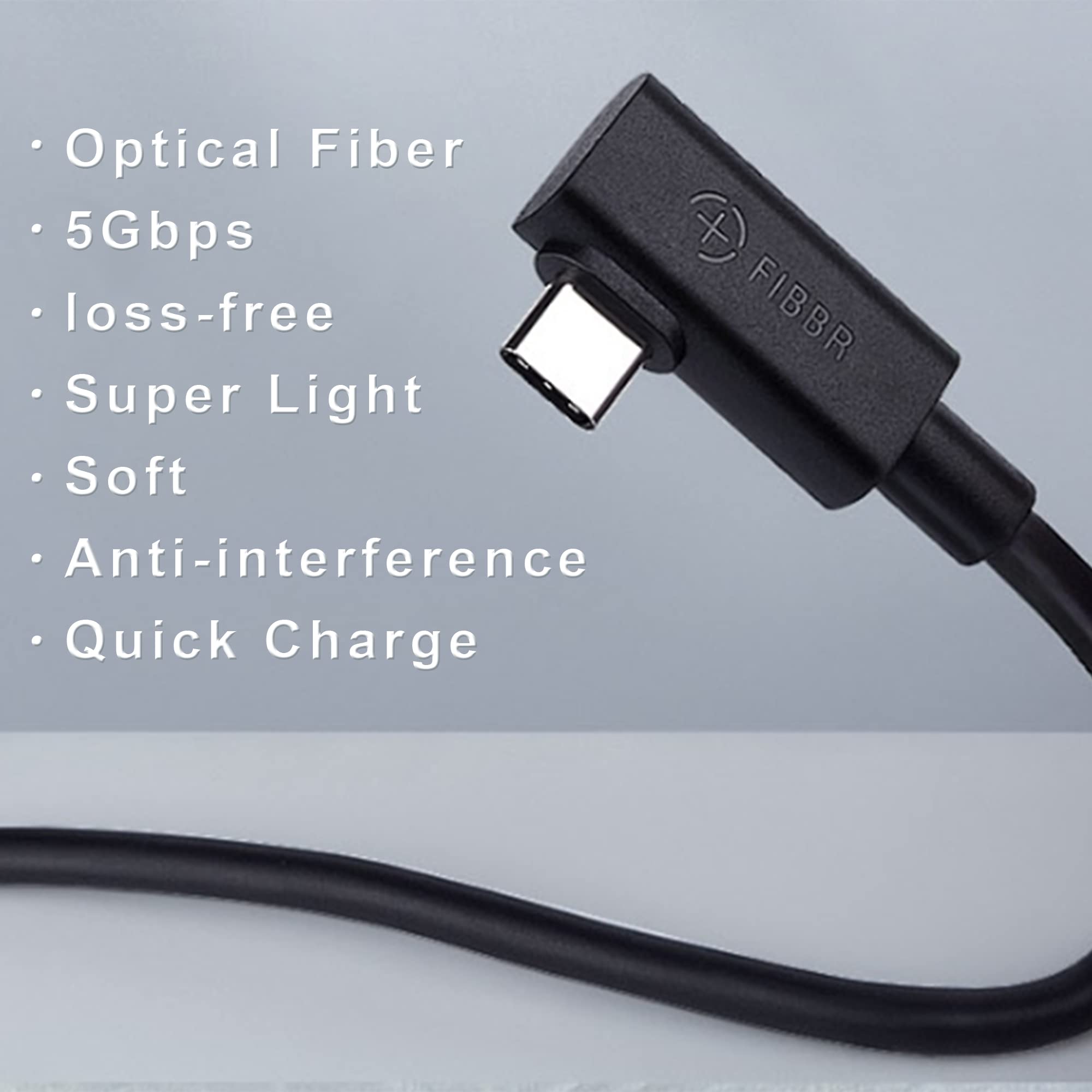 Fibbr Ultra Fiber Optic Cable Link Cable 10Ft/3M, 5Gbps High Speed Usb Cable, Usb C To Usb C Hybrid Active Optical Usb 3.1 Cable