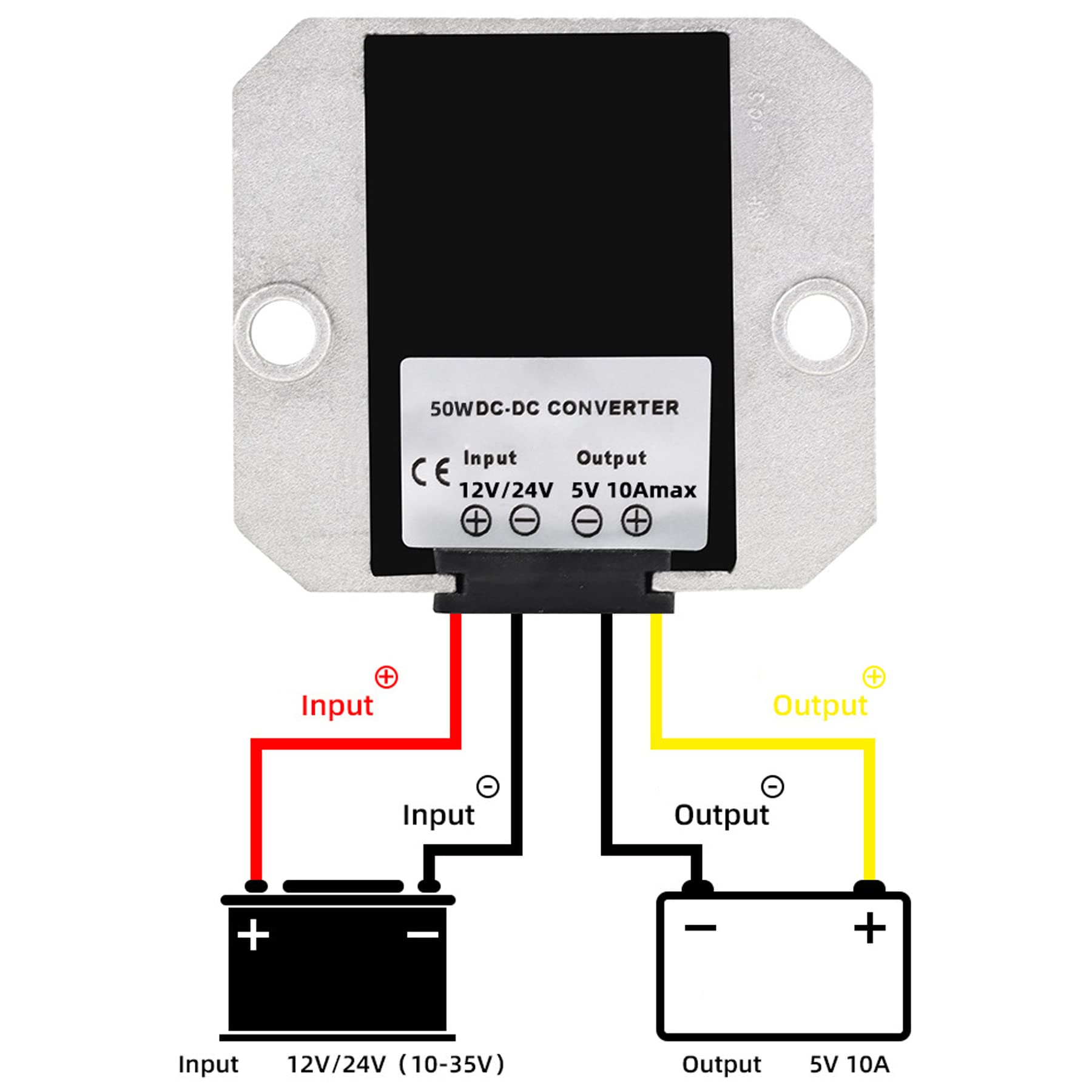 Mggi Dc To Dc 12V/24V To 5V 10A 50W Voltage Reducer Converter Regulator, Step Down Converter Regulator Waterproof Power Supply M