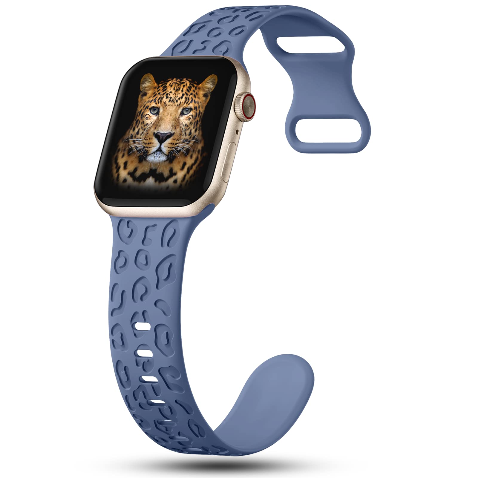 Creategreat Engraved Bands Compatible With Apple Watch Band 45Mm 44Mm 42Mm, Leopard Carve Pattern Soft Silicone Strap Compatible