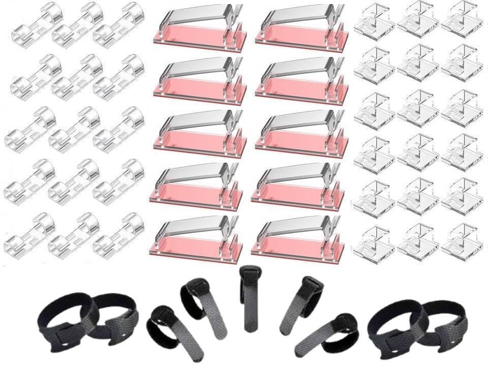 Imox 20+20+20+20Pcs Cable Organizer Clips | Strong Self Adhesive | Cable Clips | Abs Material | Cord Hook With 3M Vhb Foam | Wir