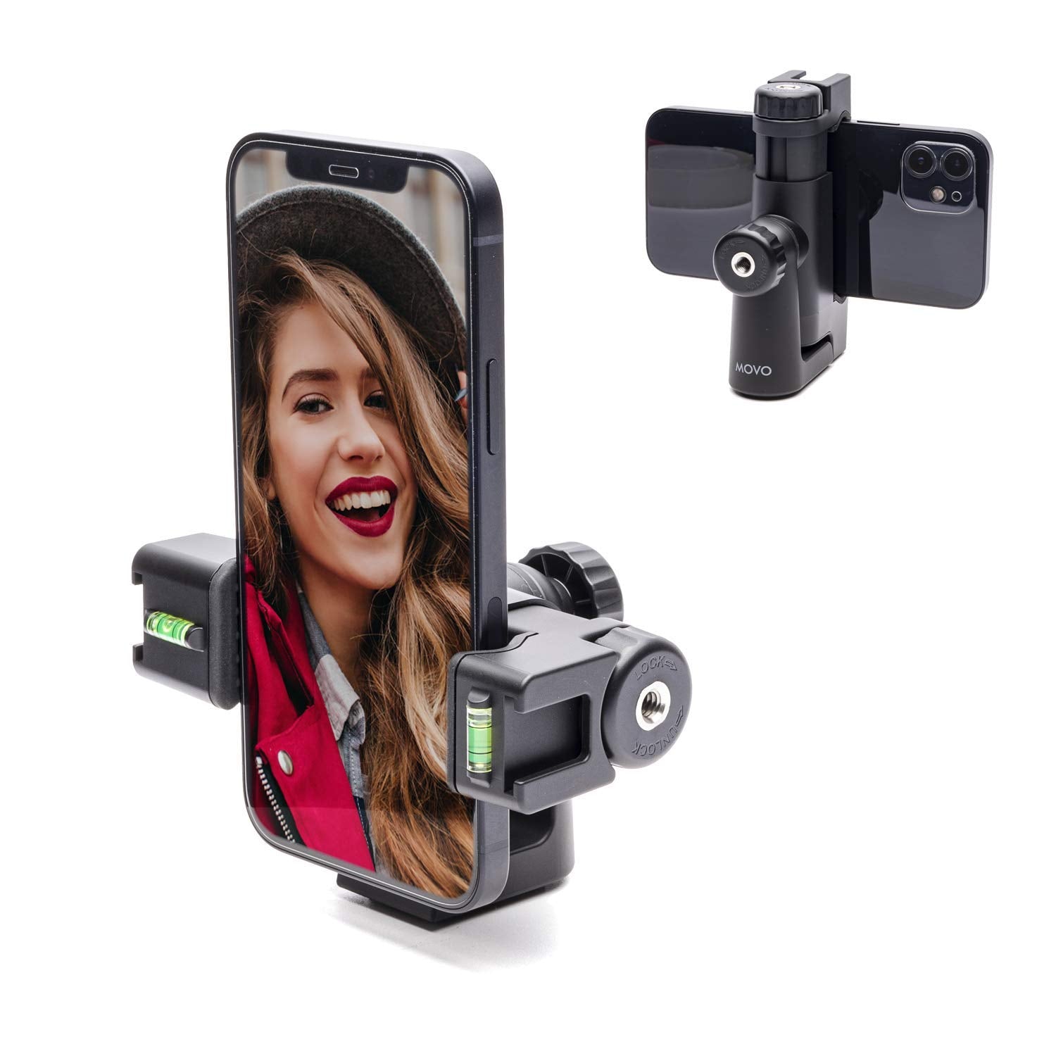 Movo P-3 Rotating Phone Tripod with Cold Shoe Mount for Light, Mic, or Grip - Compatible with iPhone, Samsung, Google, Android P