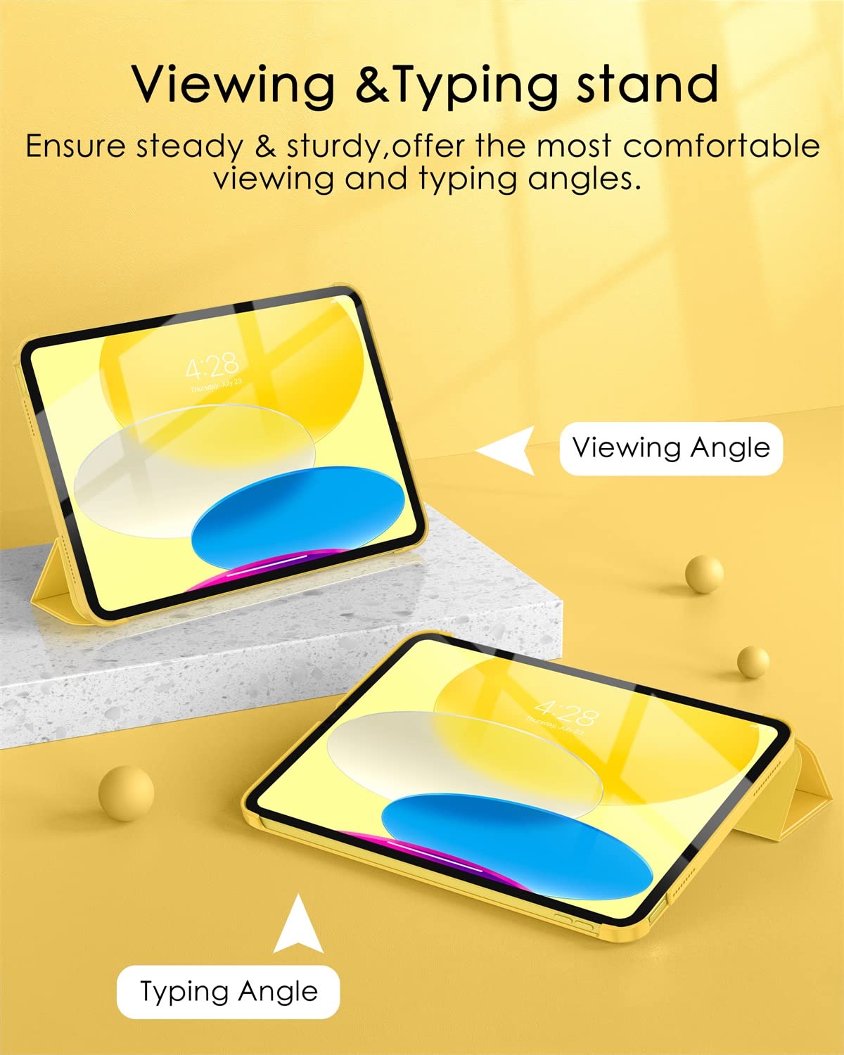 Soke Case For Ipad 11Th Generation (A16) 11 Inch 2025 & 10Th Gen 10.9 Inch 2022   [ Auto Wake/Sleep + Slim Trifold Stand], Protective Hard Pc Back Cover For Apple Ipad 11/10   Yellow