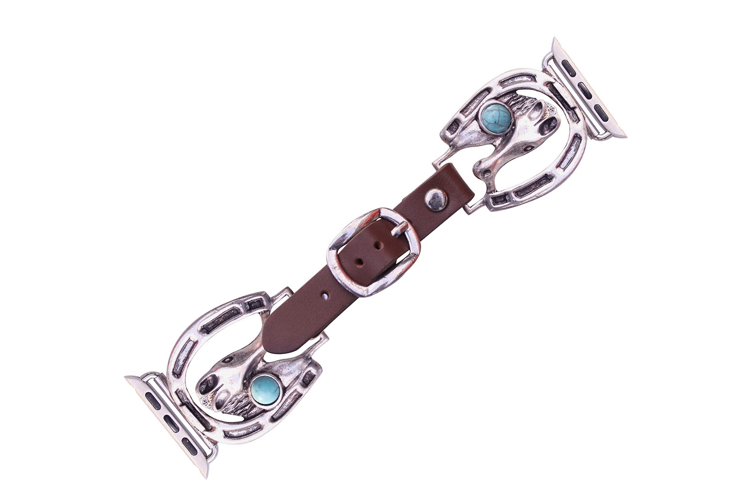 38 Mm, 40 Mm, 41Mm Compatible For Apple Watch Series 8,7,6,5,4, And Se Small Versions, Western Horse Shoe And Semi-Precious Turq