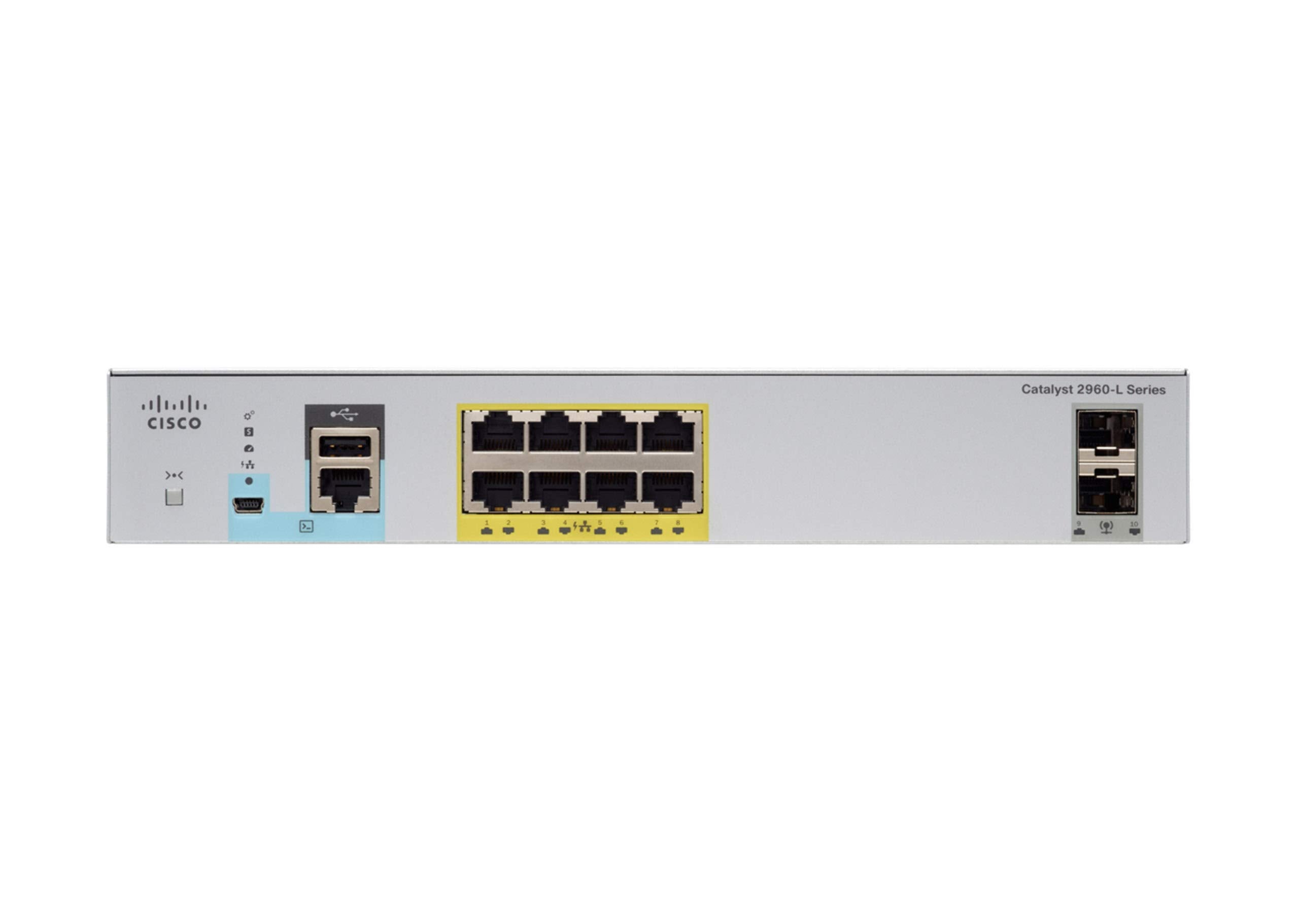 Cisco Catalyst 2960Cx 8Pc L Network Switch, 8 Gigabit Ethernet Ports, 8 Poe+ Outputs, 124W Poe Budget, 2 1G Sfp And 2 1G Copper