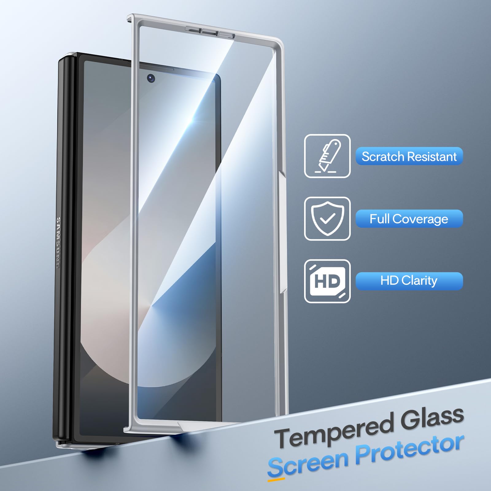 Maxdara For Galaxy Z Fold 6 Case, With Built-In Screen Protector And Kicktand & S Pen Holder Support Wireless Charging Protectiv