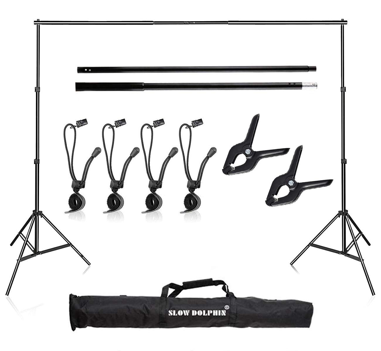 Slow Dolphin Photo Video Studio 10X7Ft(Wxh) Adjustable Backdrop Support System Kit Background Stand With Carry Bag